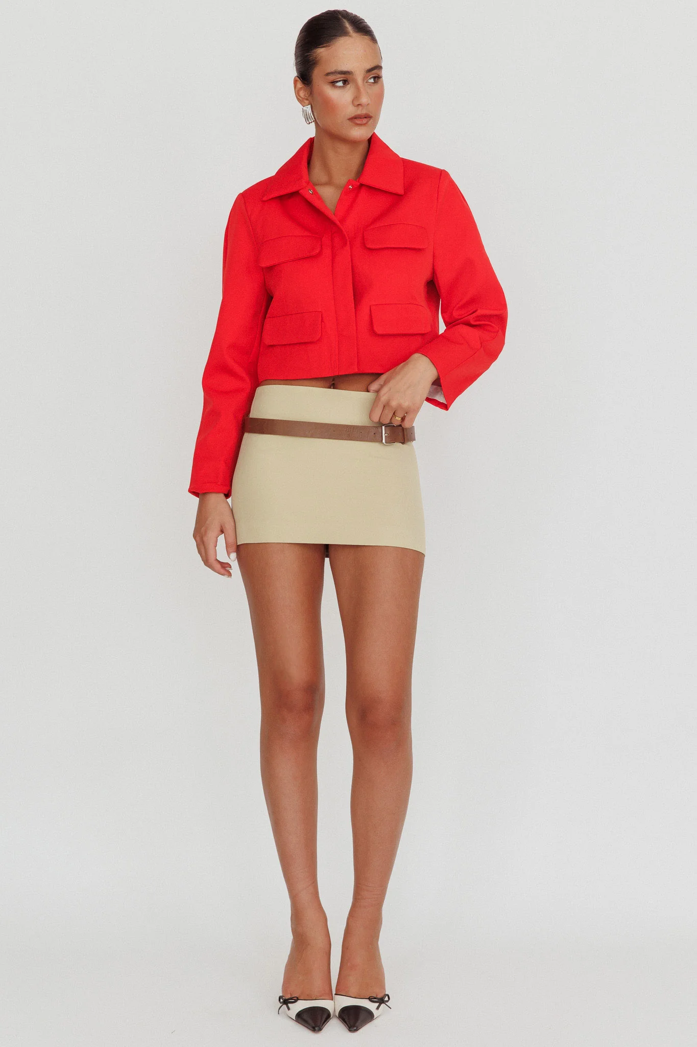 Cinder Crop Jacket Red - Image 4