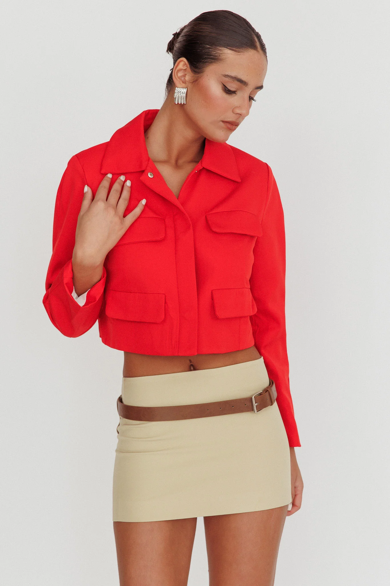 Cinder Crop Jacket Red - Image 5