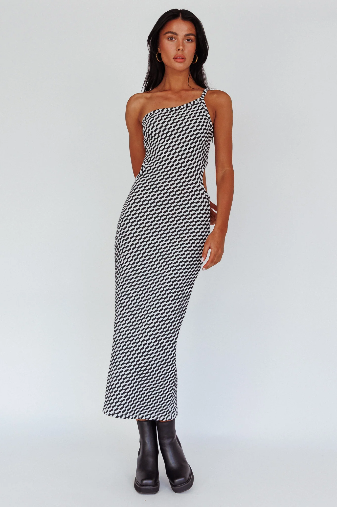 Cinzia One-Shoulder Cut-Out Midi Dress Black - Image 5