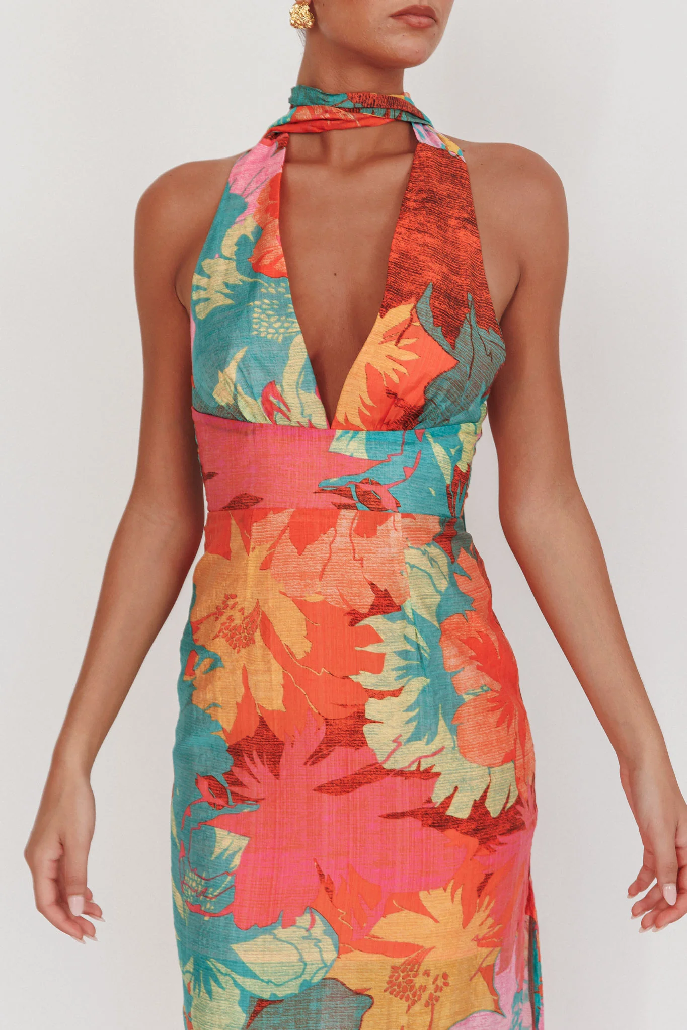 Cipriana Backless Halter Maxi Dress Floral Pink - Image 5