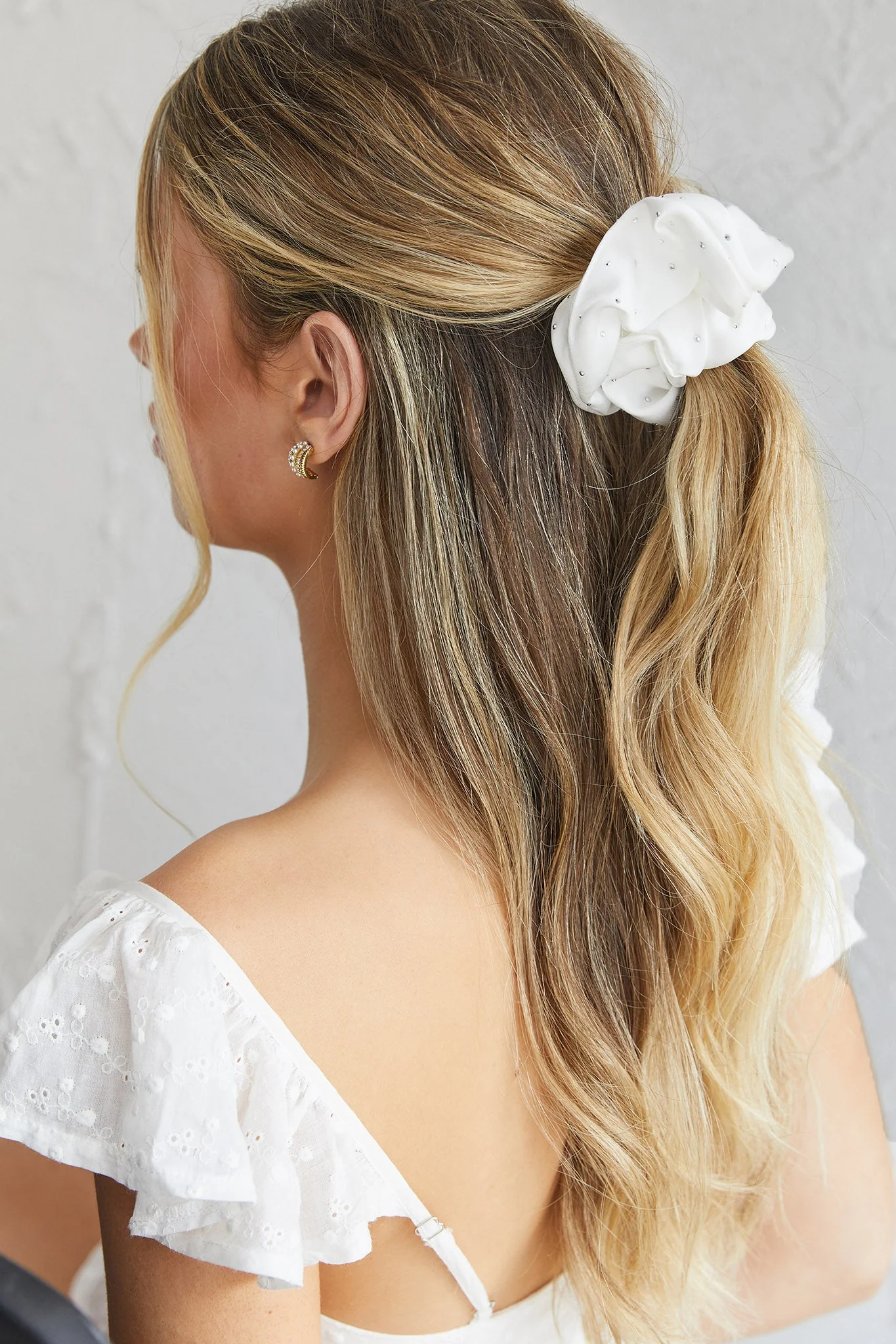 City Lights Embellished Scrunchie White - Image 3