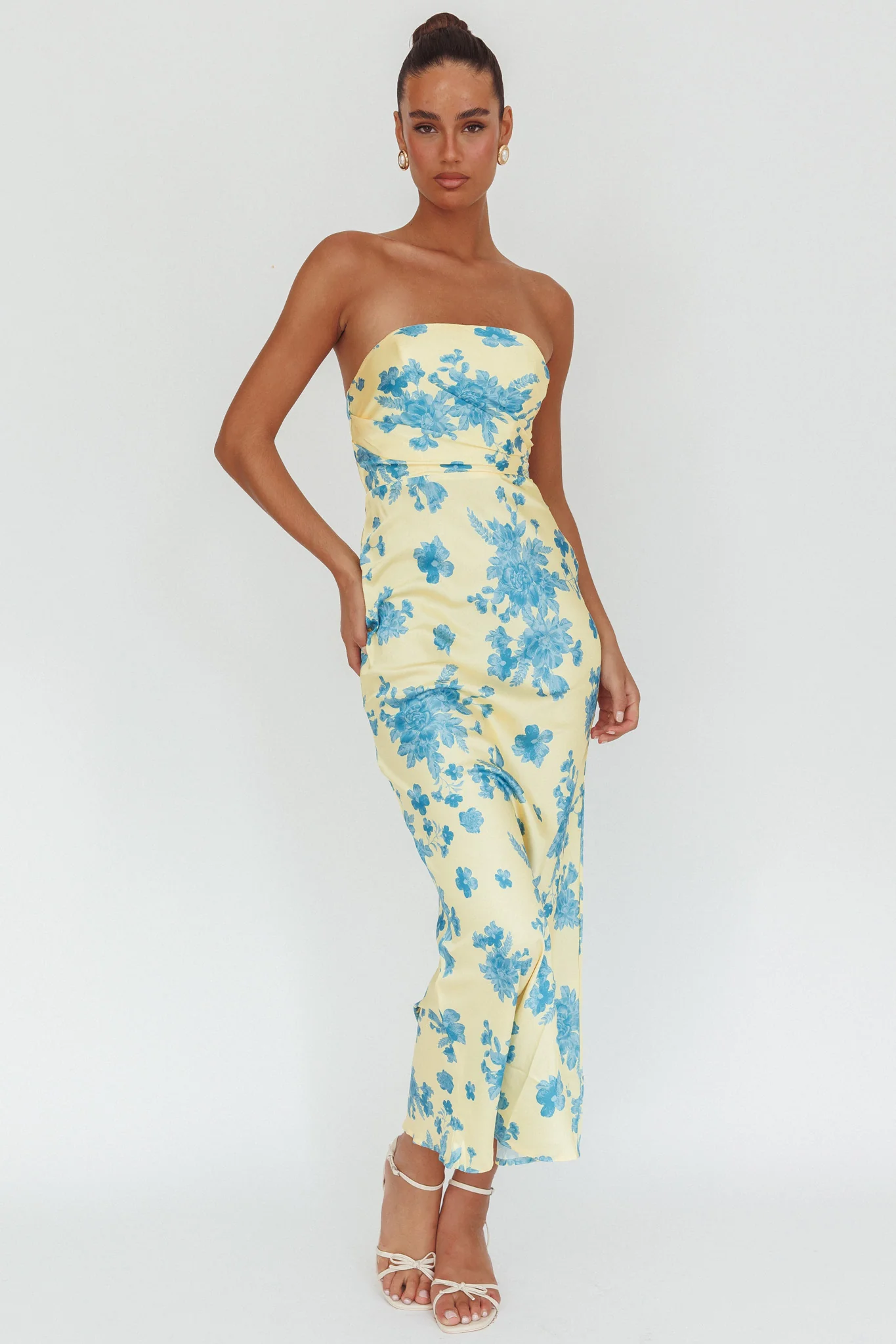 City Of Stars Strapless Maxi Dress Floral Yellow - Image 4