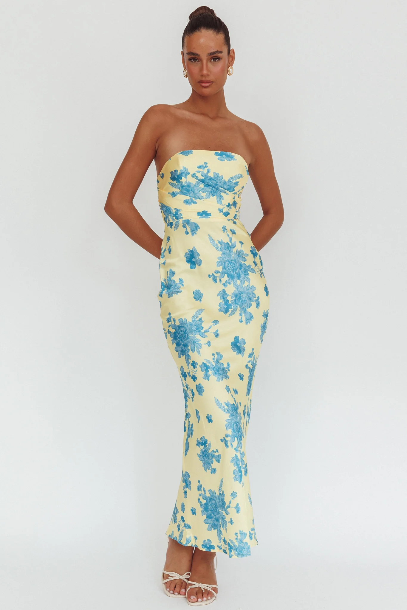 City Of Stars Strapless Maxi Dress Floral Yellow - Image 5