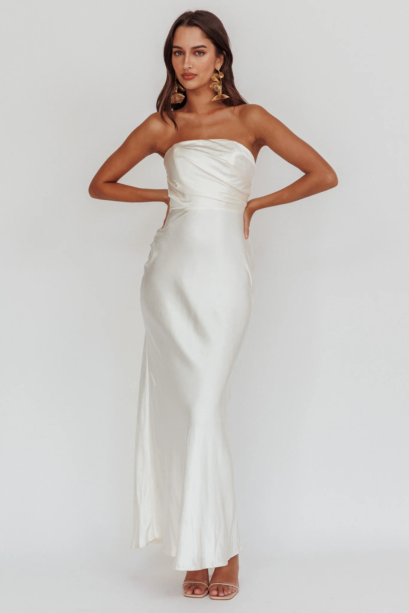 City Of Stars Strapless Maxi Dress Oyster - Image 3