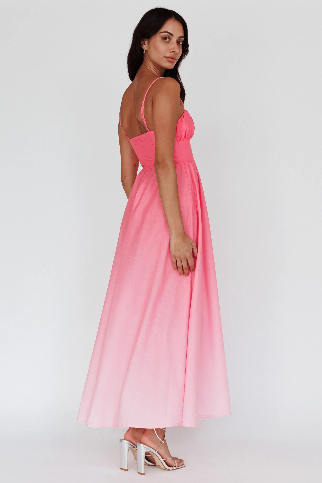 Clarabelle Gathered Bust Maxi Dress Gradient Pink - Image 2