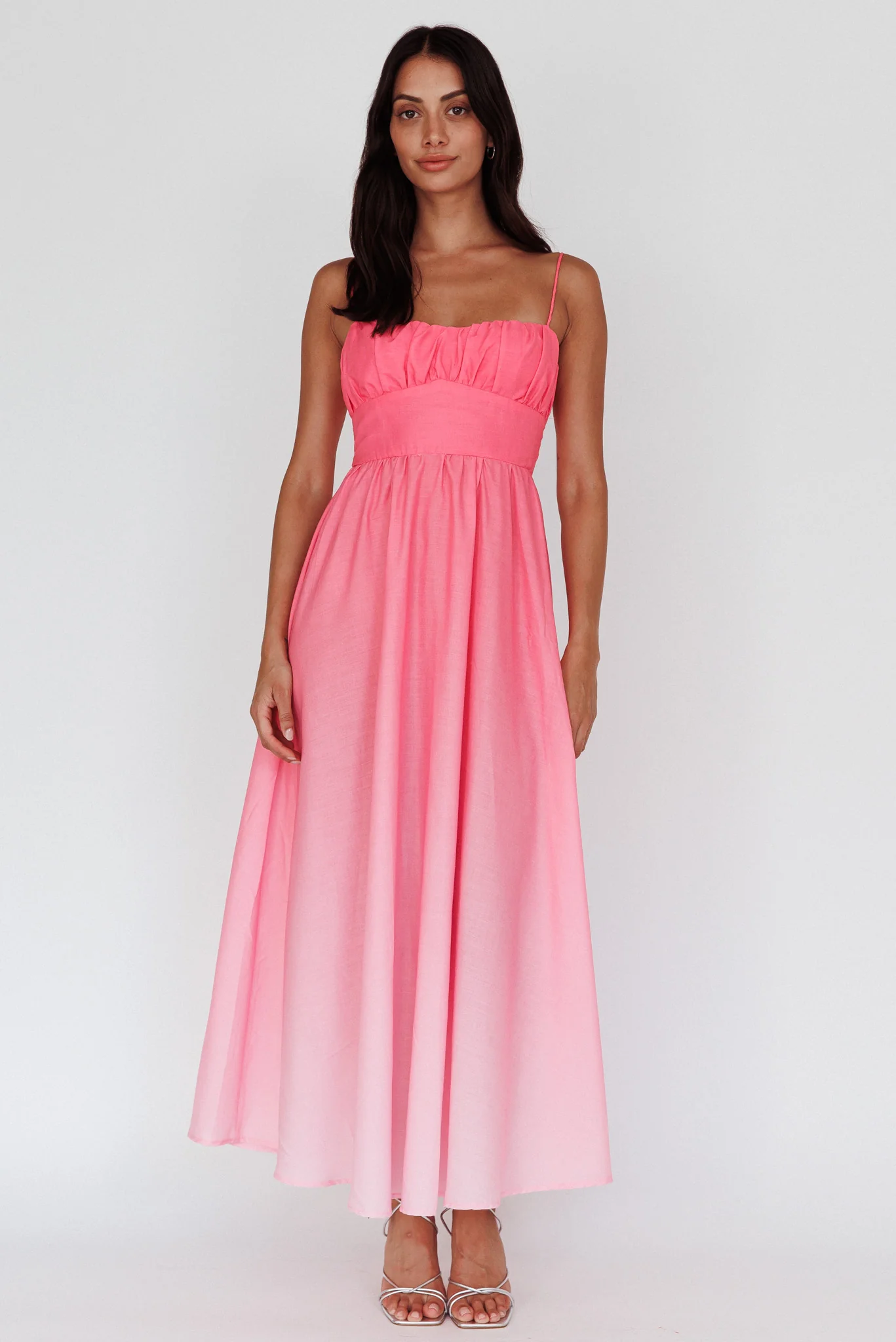 Clarabelle Gathered Bust Maxi Dress Gradient Pink - Image 3