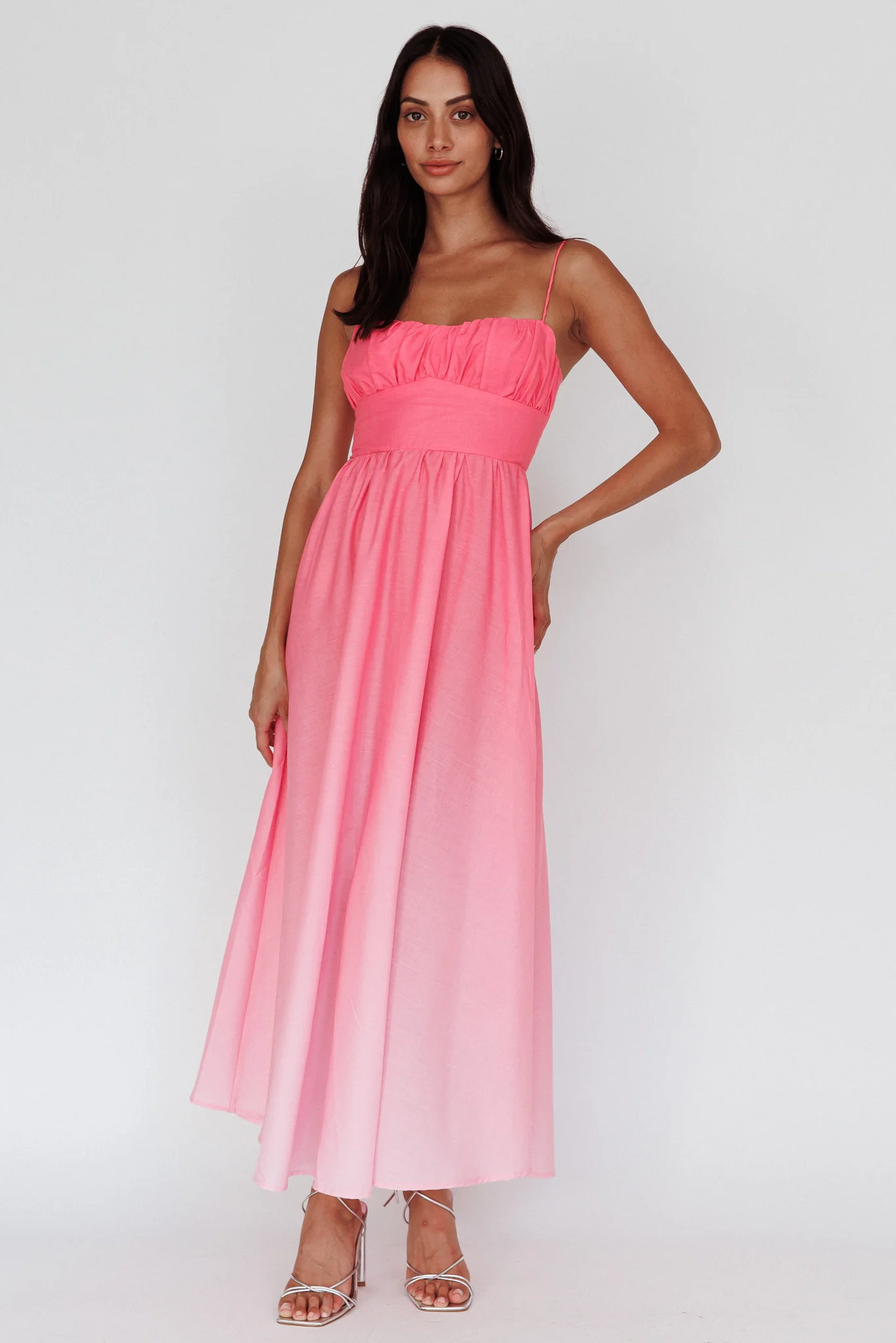 Clarabelle Gathered Bust Maxi Dress Gradient Pink - Image 5