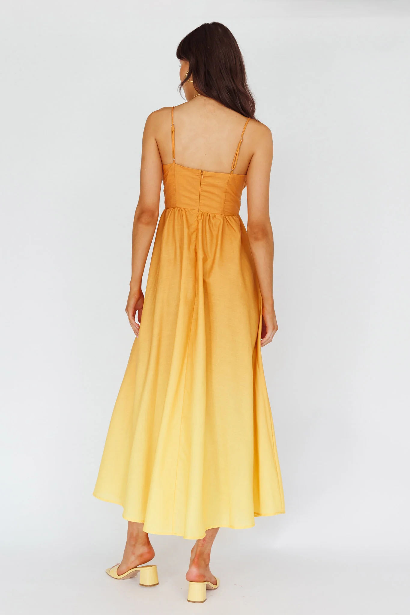 Clarabelle Gathered Bust Midi Dress Gradient Orange - Image 2