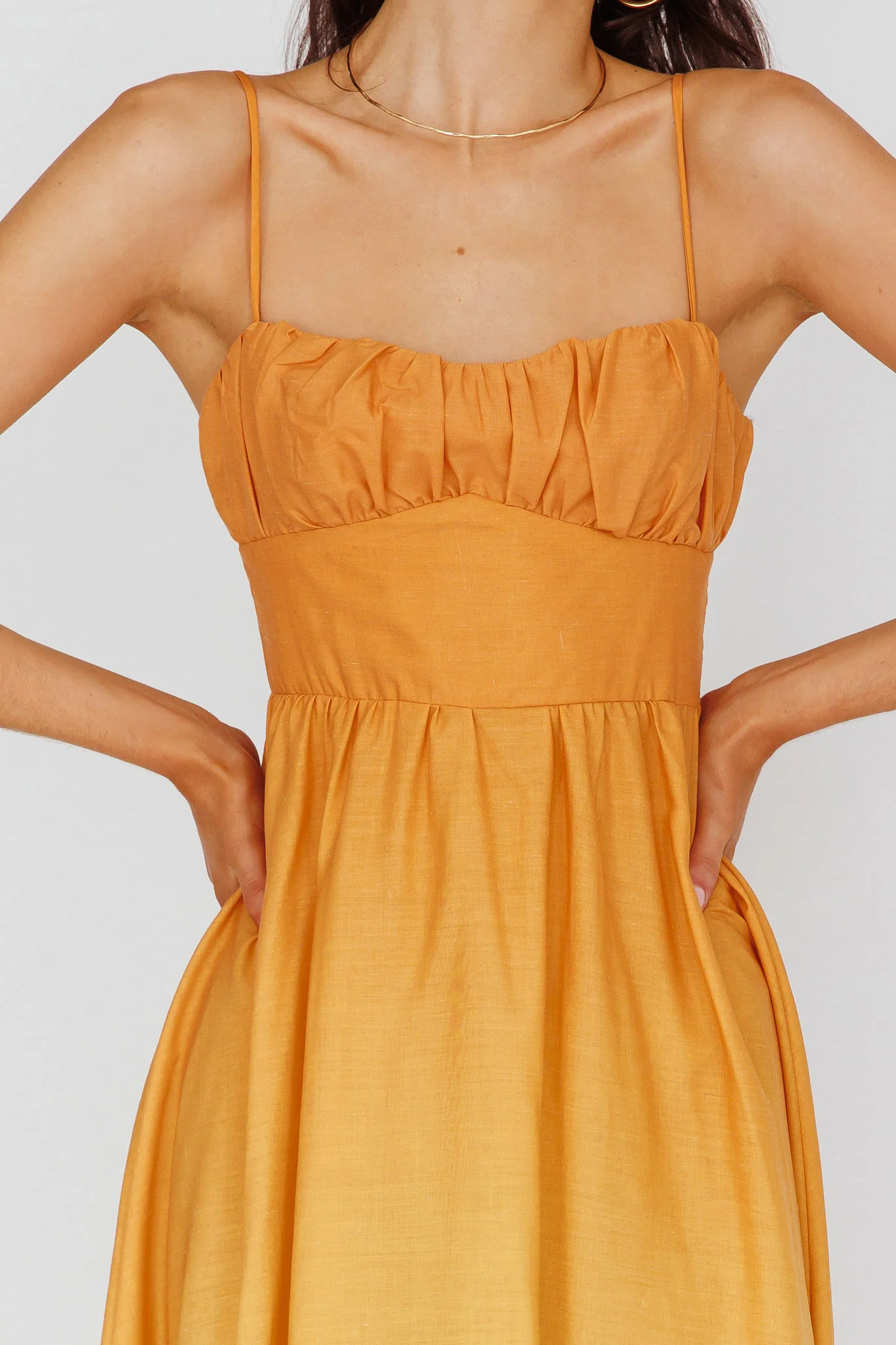 Clarabelle Gathered Bust Midi Dress Gradient Orange - Image 4