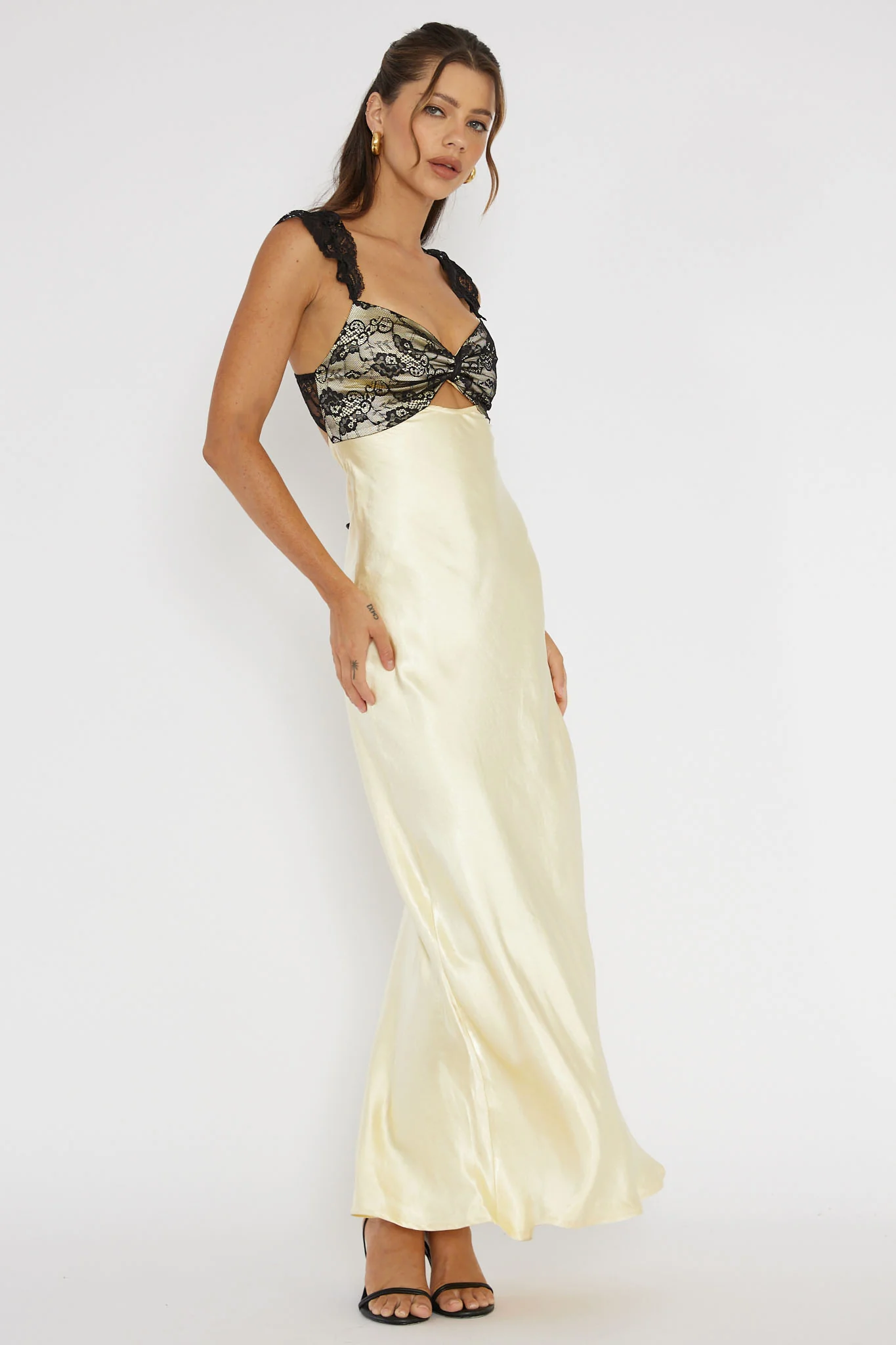 Claribel Lace Bust Maxi Dress Lemon - Image 3