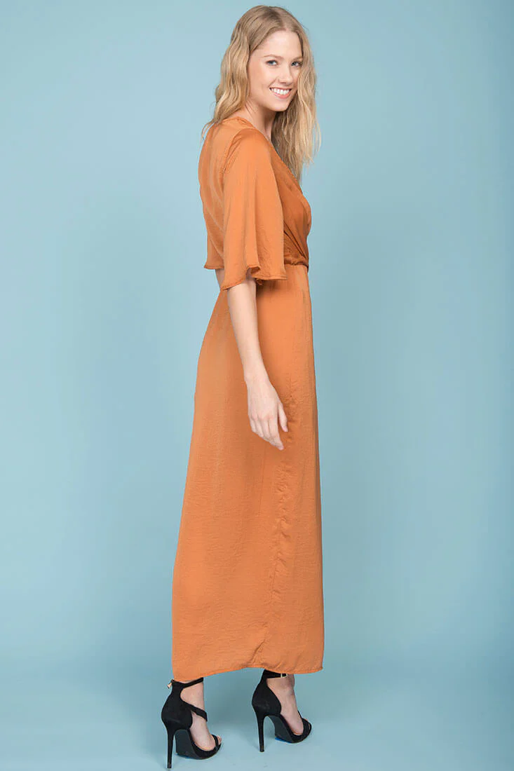 Cleo High Slit Maxi Dress Tan - Image 5