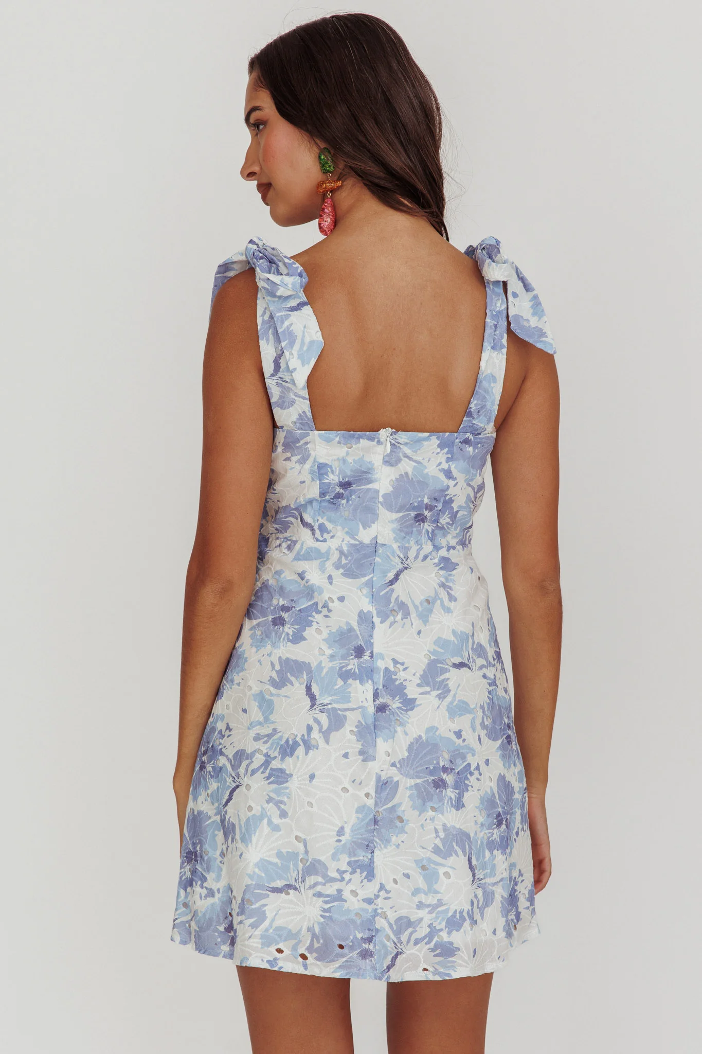 Mykonos Morning Shoulder Mini Dress Blue - Image 4