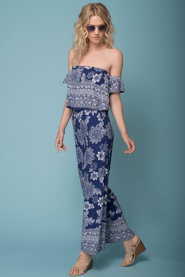 Clover Boho Floral Print Jumpsuit - Image 3