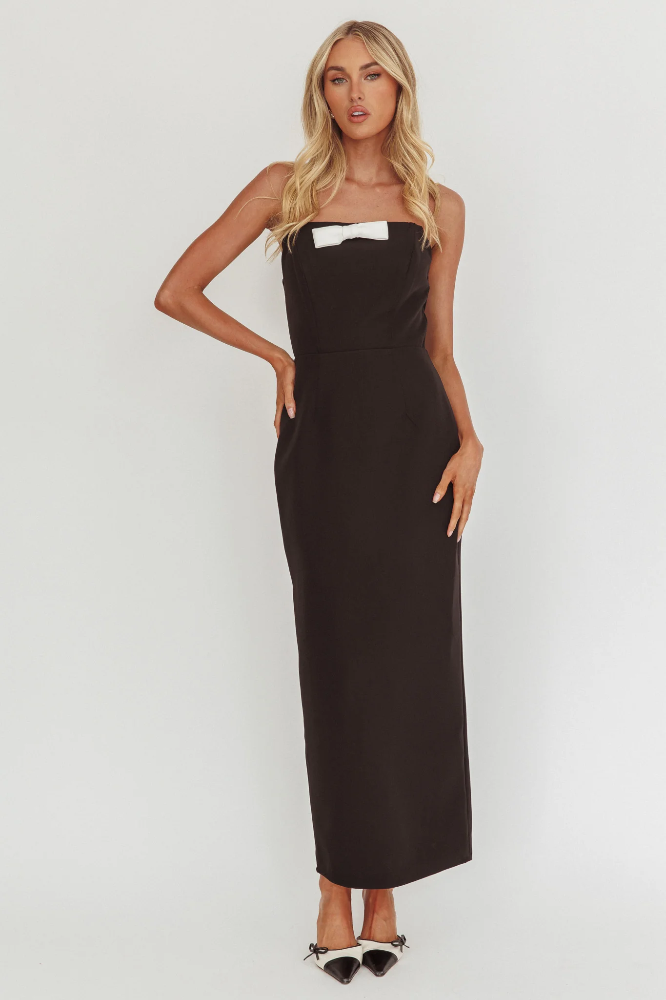 Cocktail Party Strapless Bow Bust Maxi Dress Black - Image 5