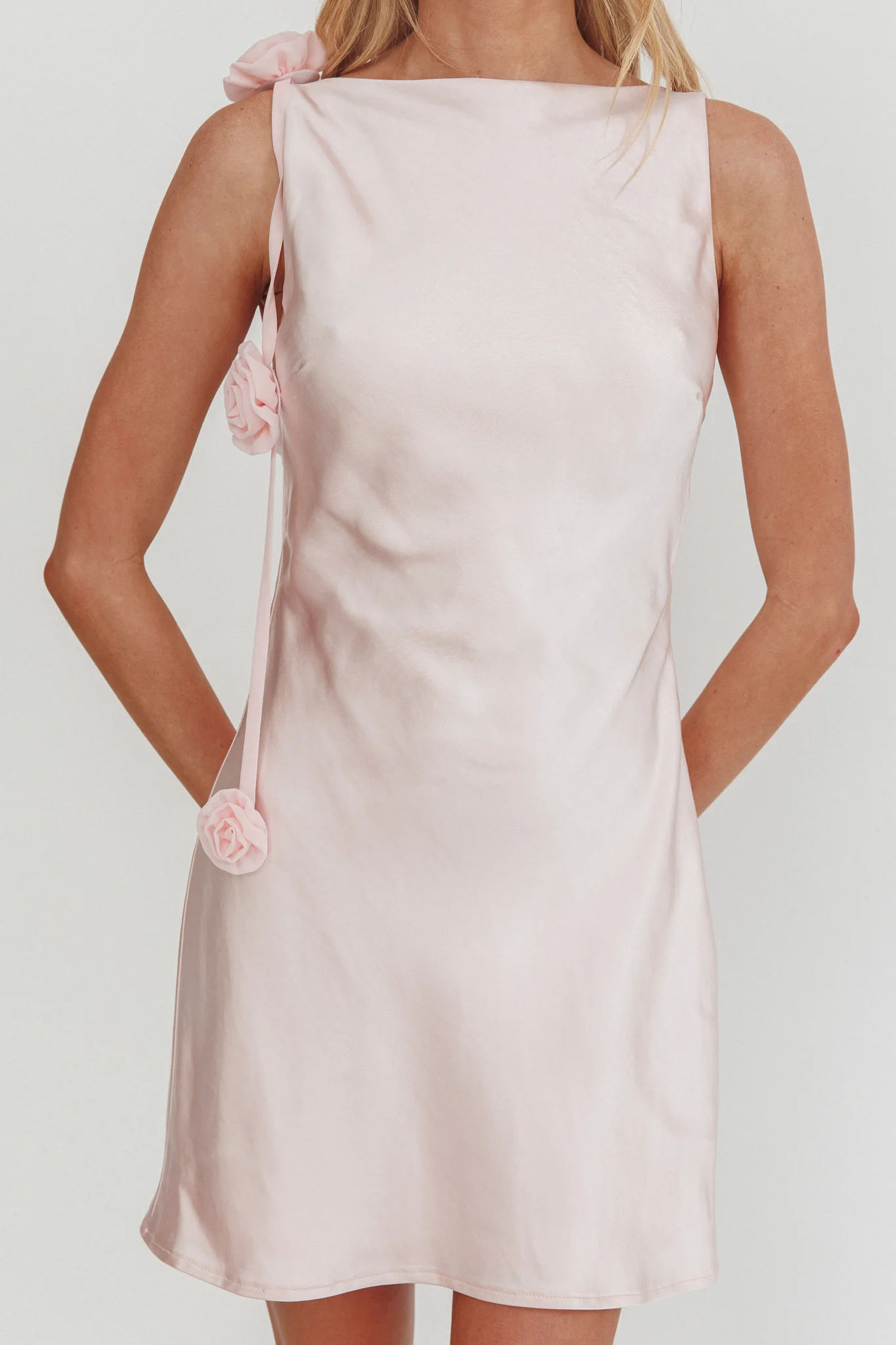 Collecting Memories Backless Rosette String Mini Dress Pink - Image 3