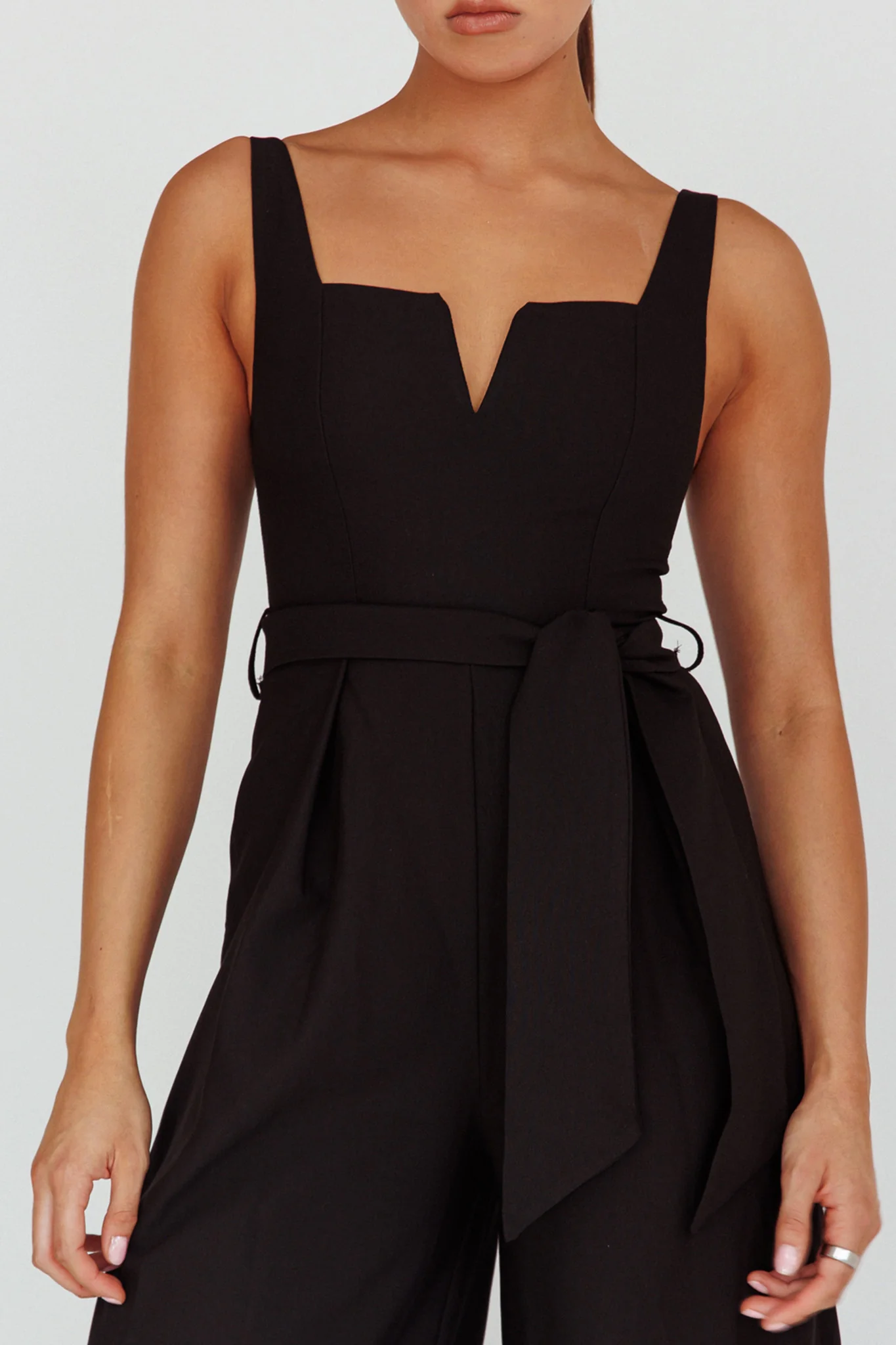 Colleen Waist Tie Jumpsuit Black - Image 4