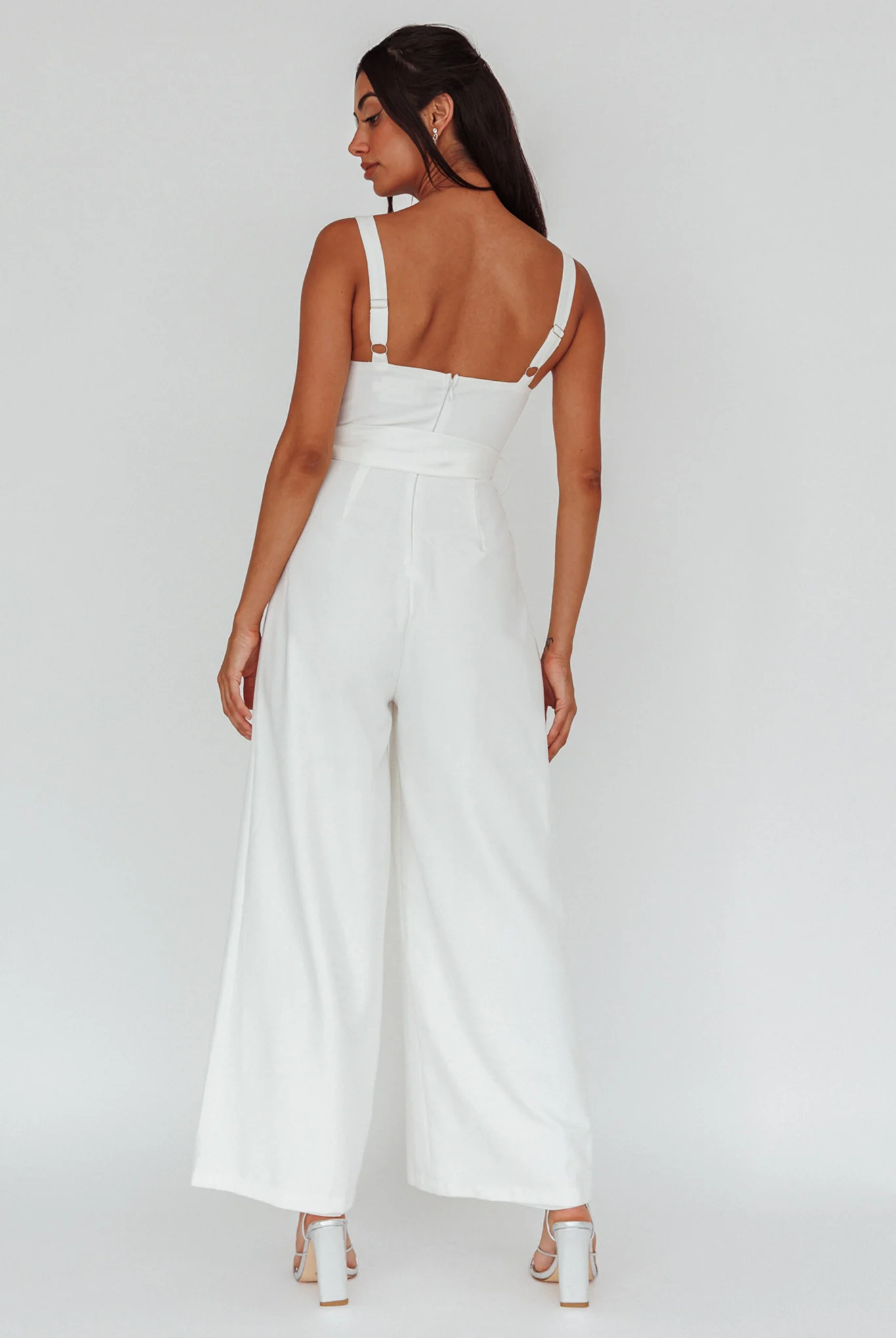 Colleen Waist Tie Jumpsuit White - Image 2