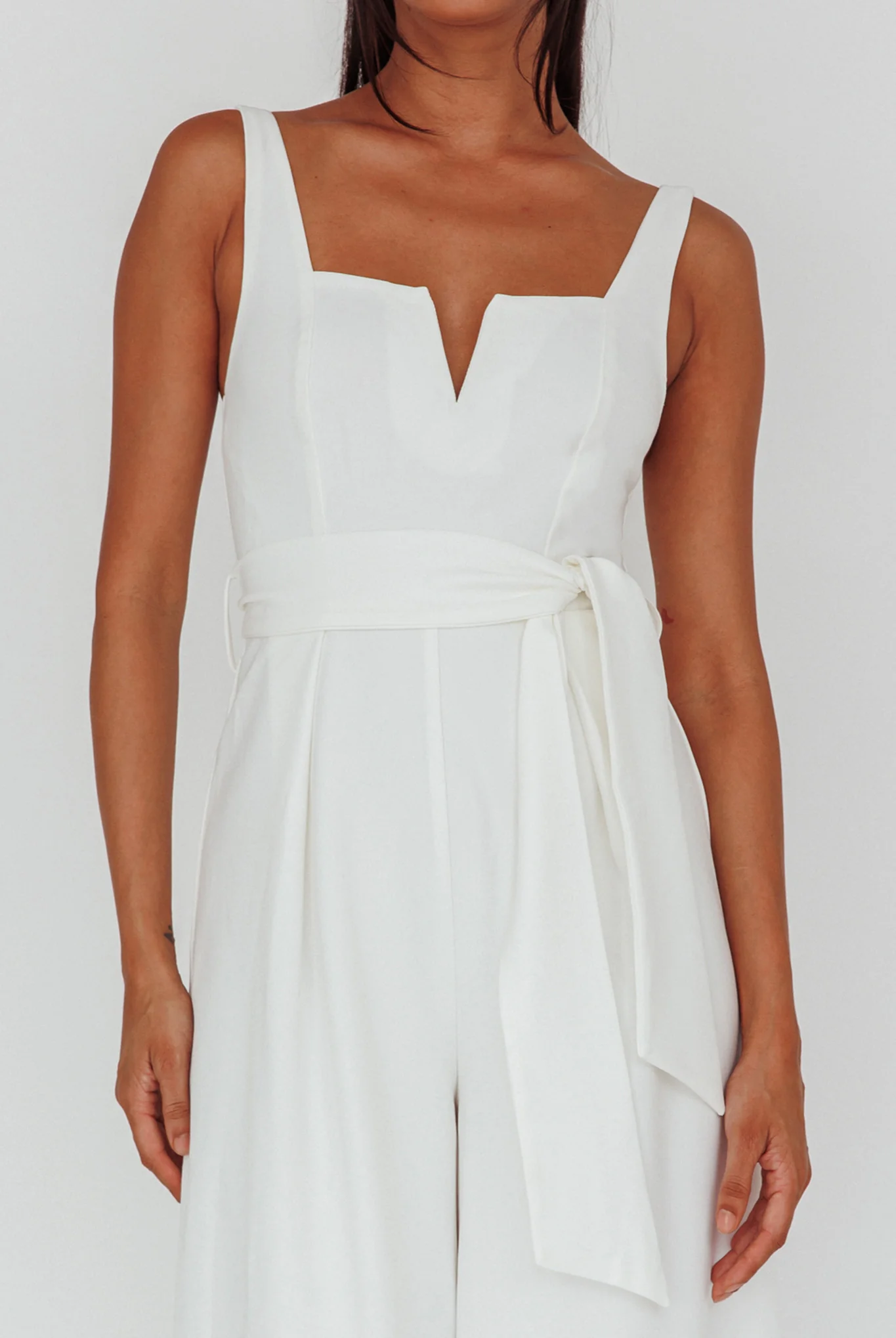 Colleen Waist Tie Jumpsuit White - Image 4