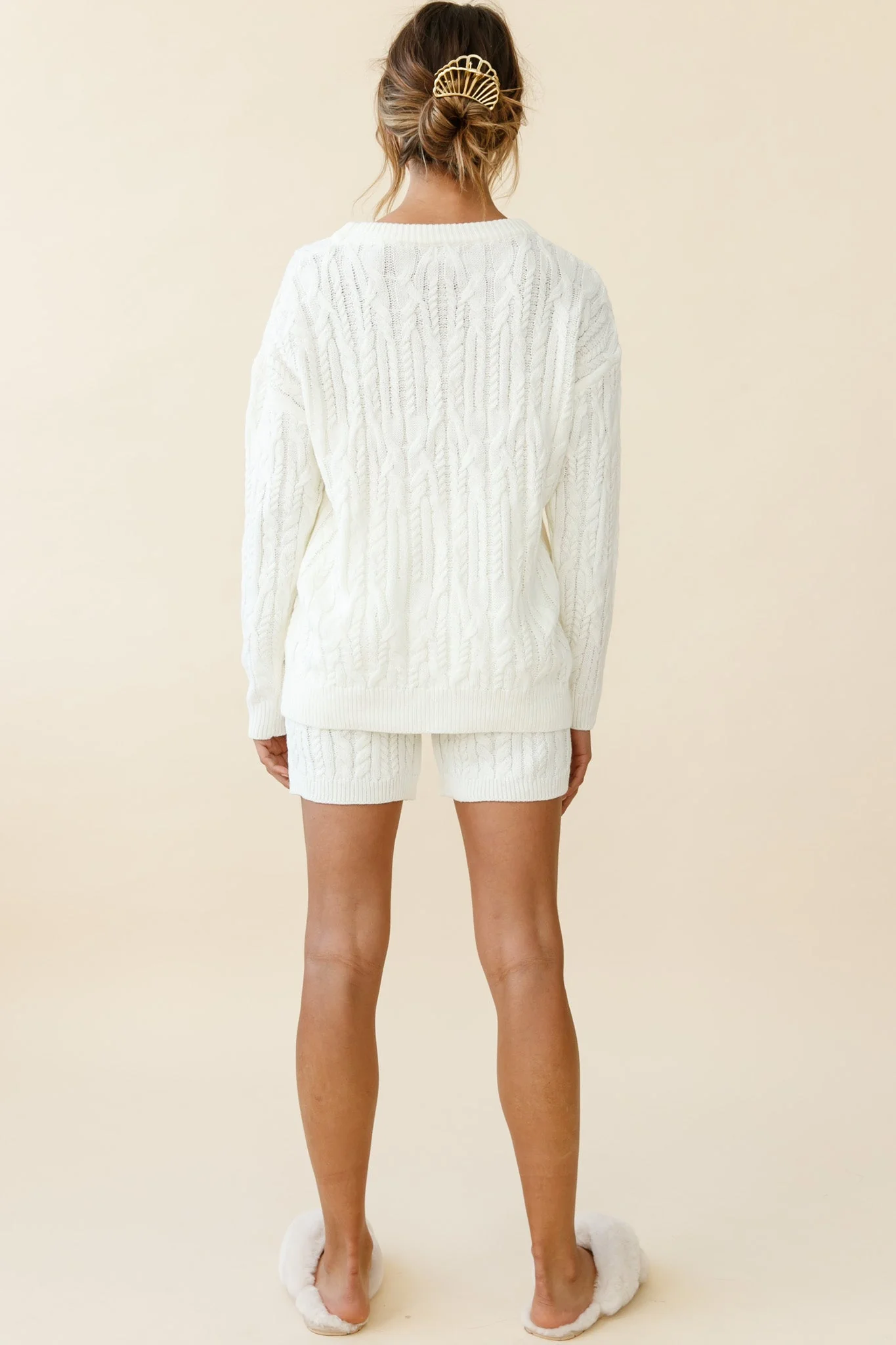 Colorado Cable Knit Shorts Cream - Image 2