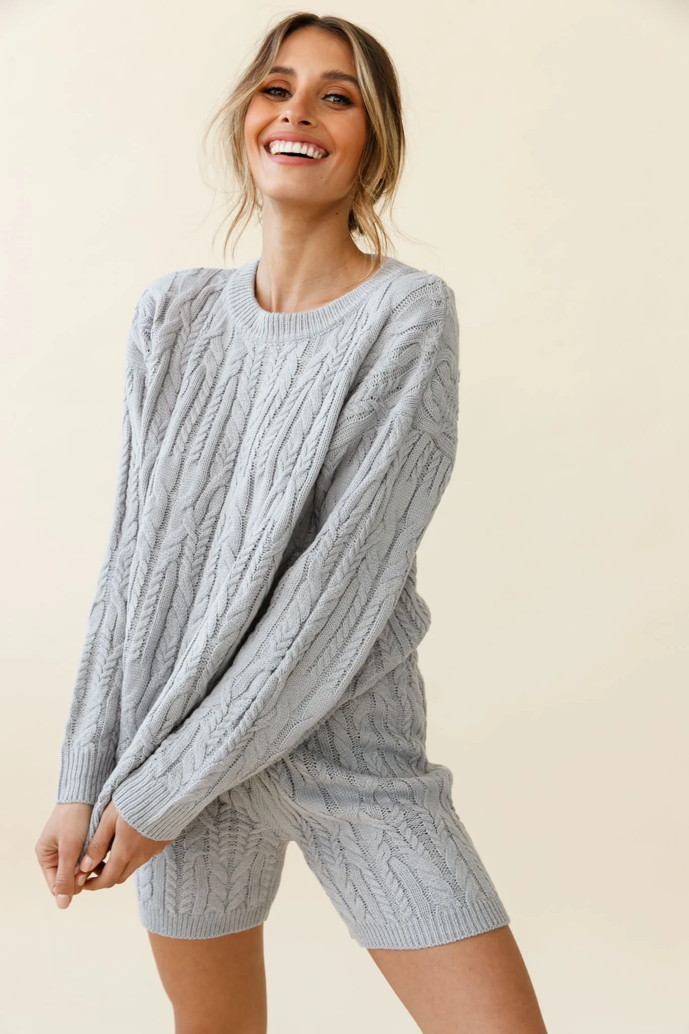 Colorado Cable Knit Shorts Grey - Image 4
