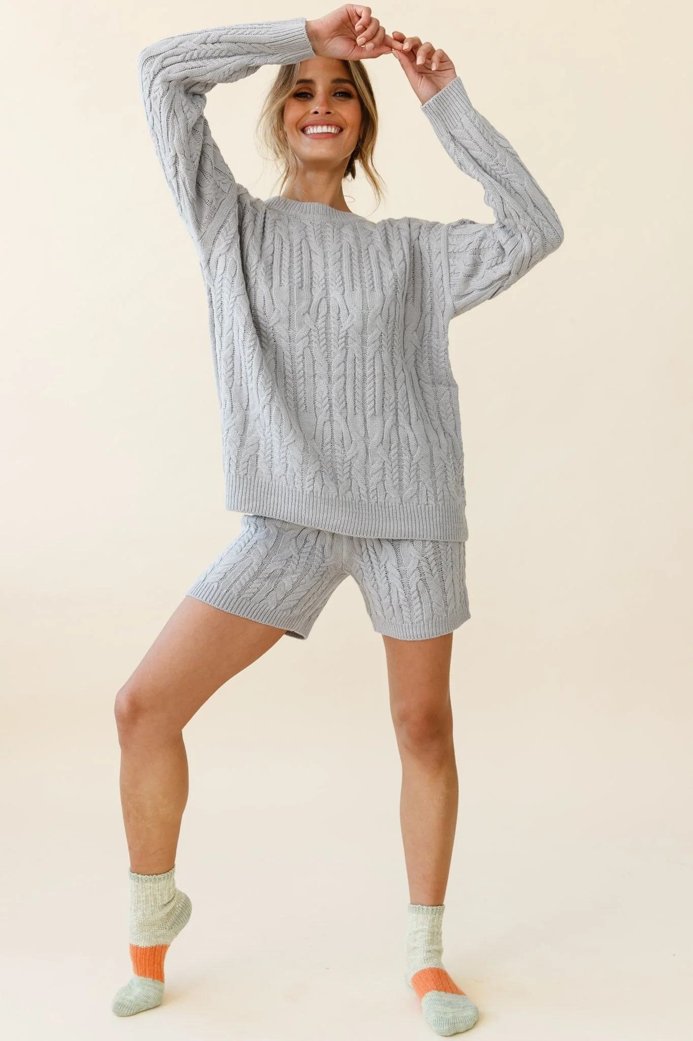 Colorado Cable Knit Shorts Grey - Image 7