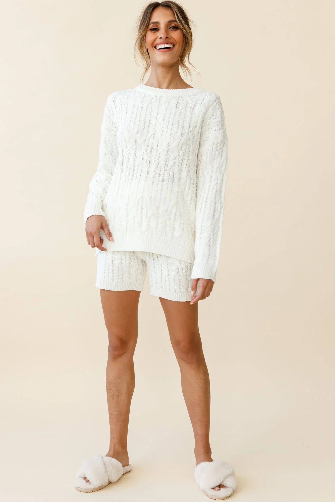 Colorado Cable Knit Sweater Cream - Image 3