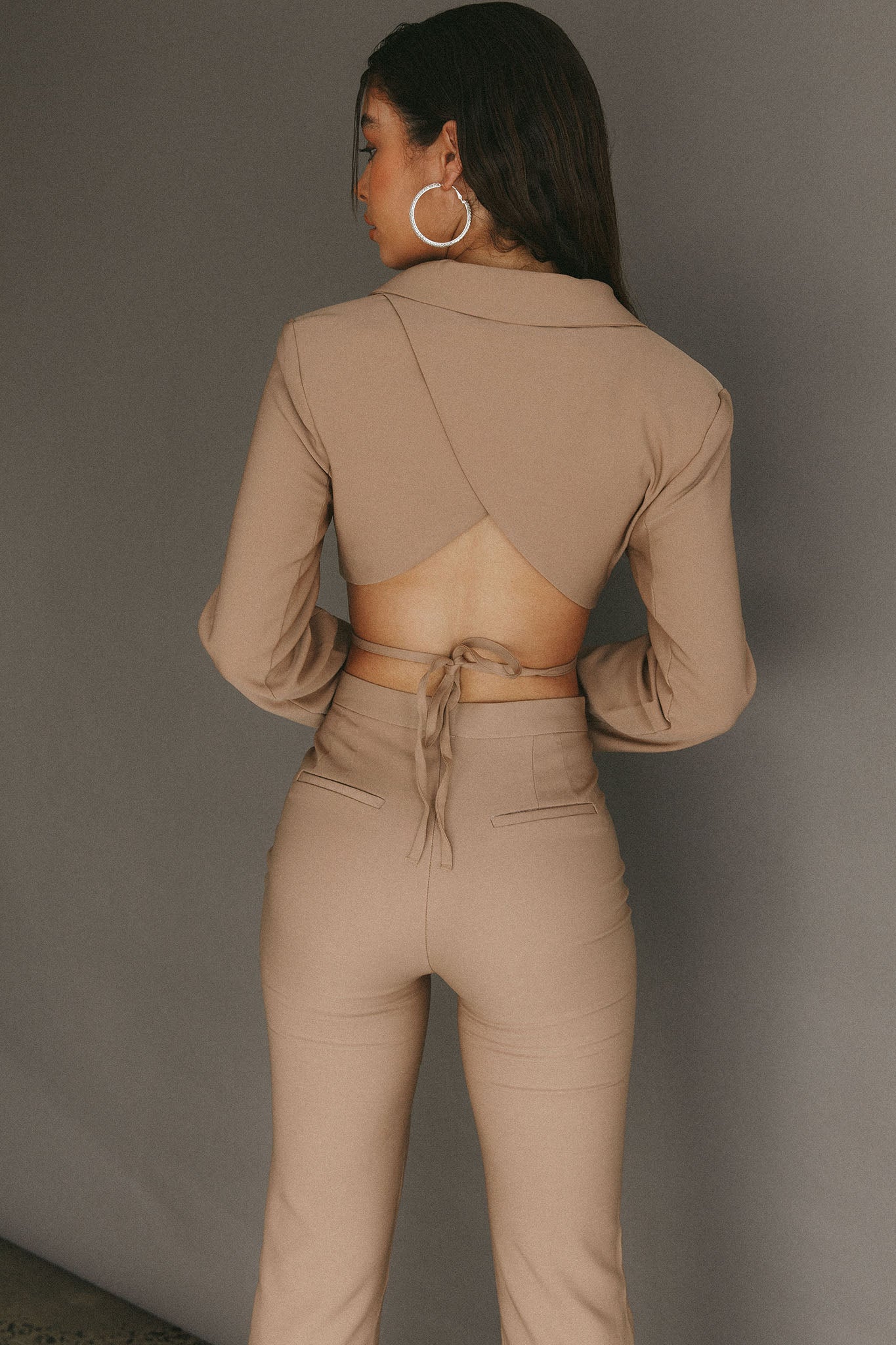 Confessions Crop Tied Blazer Camel - Image 2