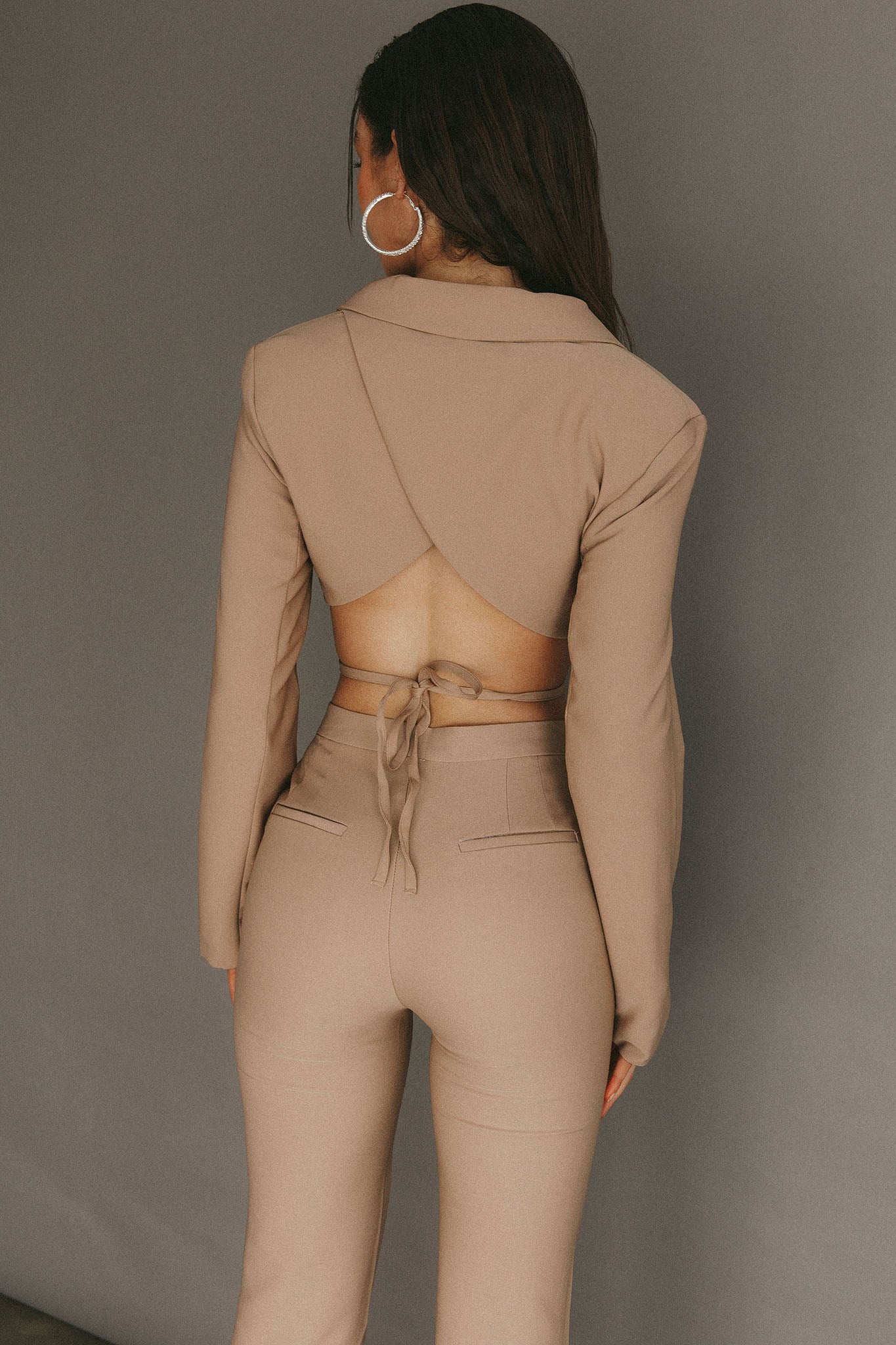 Confessions Crop Tied Blazer Camel - Image 8