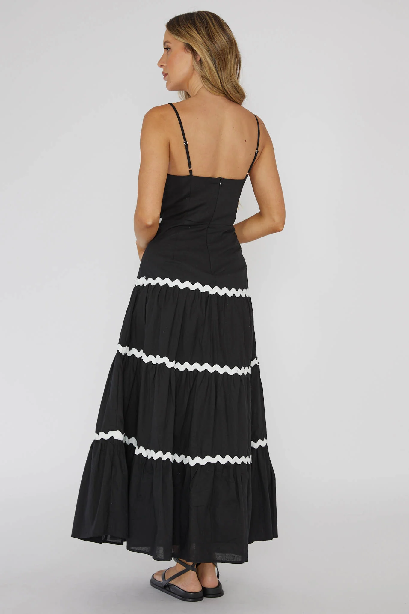 Confidante Ric Rac Trim Maxi Dress Black - Image 2