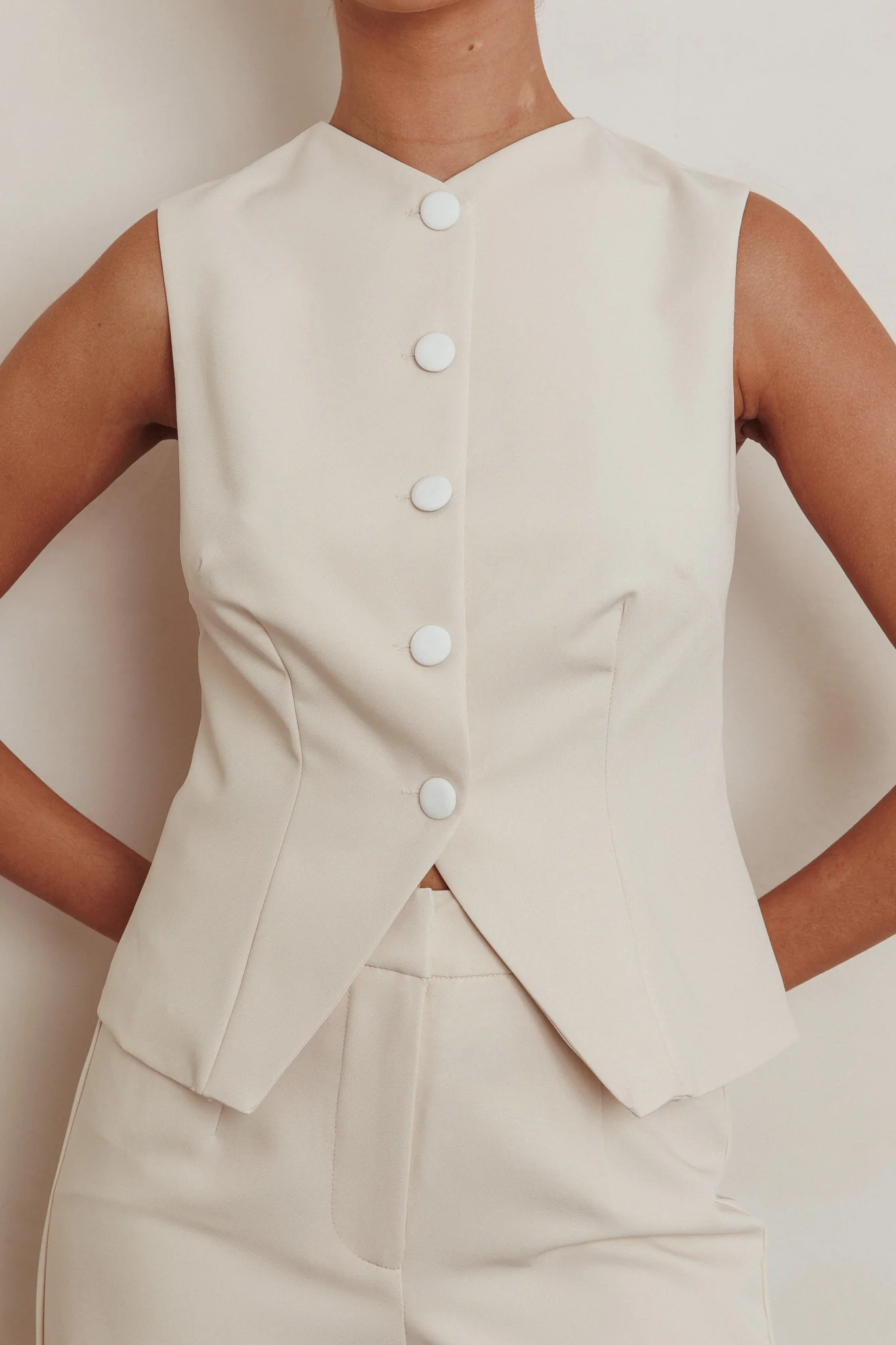 Consideration Sleeveless Vest Top Beige - Image 5