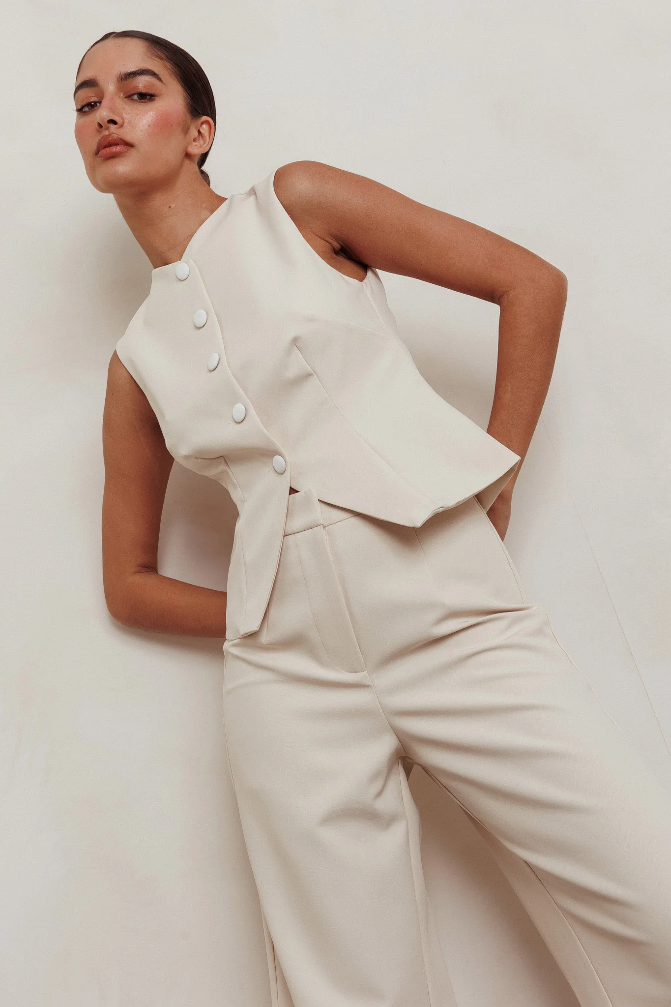 Consideration Sleeveless Vest Top Beige - Image 6