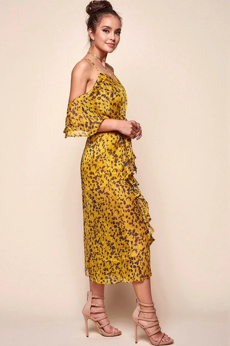 Constance Flowy Summer Jumpsuit Yellow Mustard - Image 4