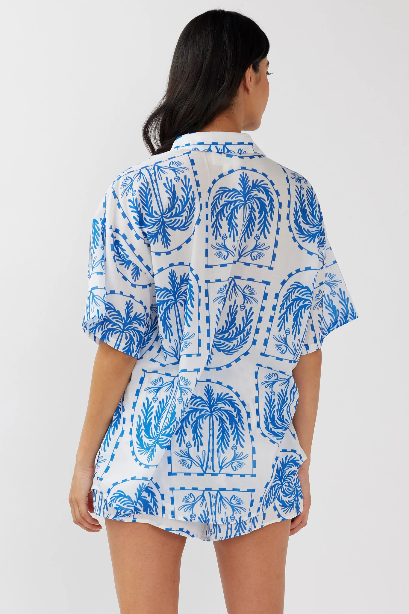 Cora Button-Up Shirt Print Blue White - Image 4