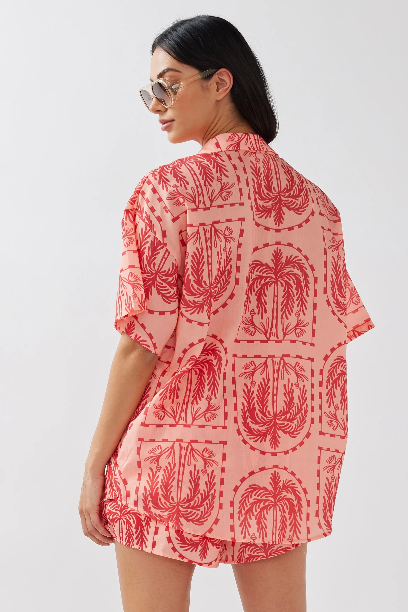 Cora Button-Up Shirt Print Red Salmon - Image 2
