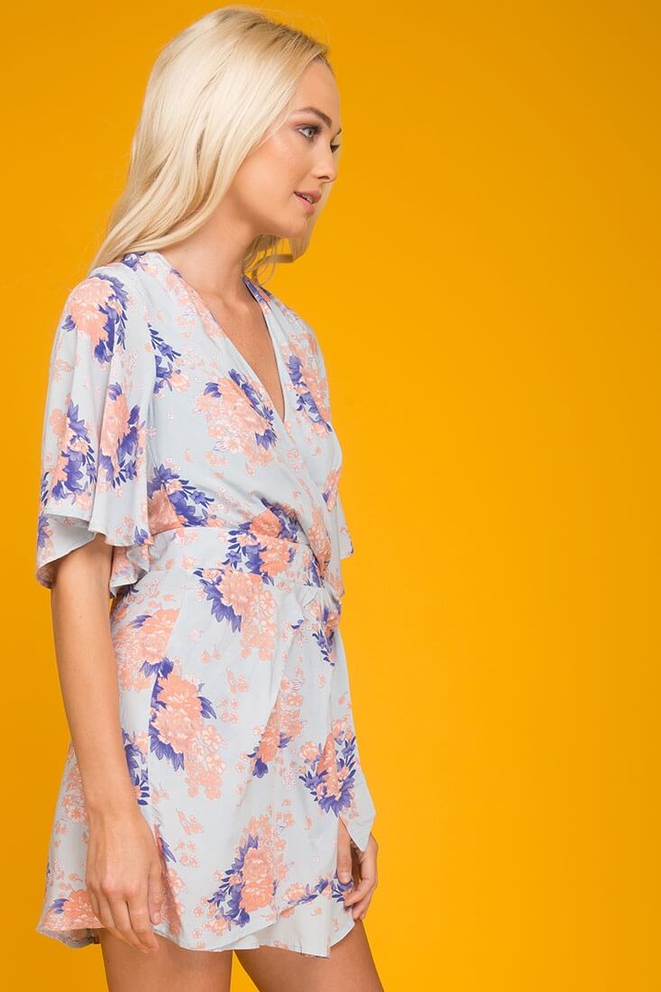 Coraline Floral Print Dress Grey & Orange - Image 4