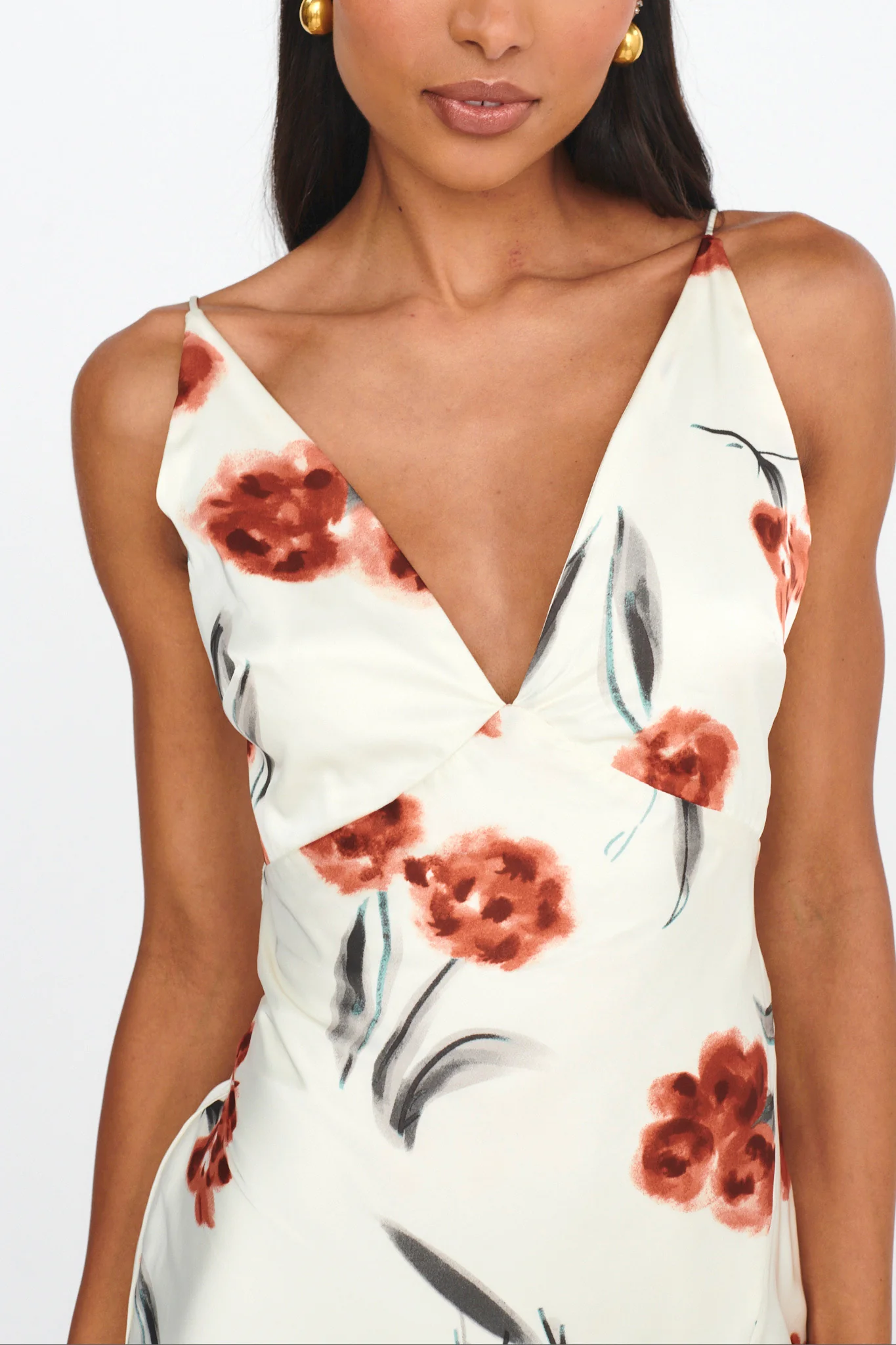 Corinna Tied Waist Split Dress Floral Poppy - Image 3