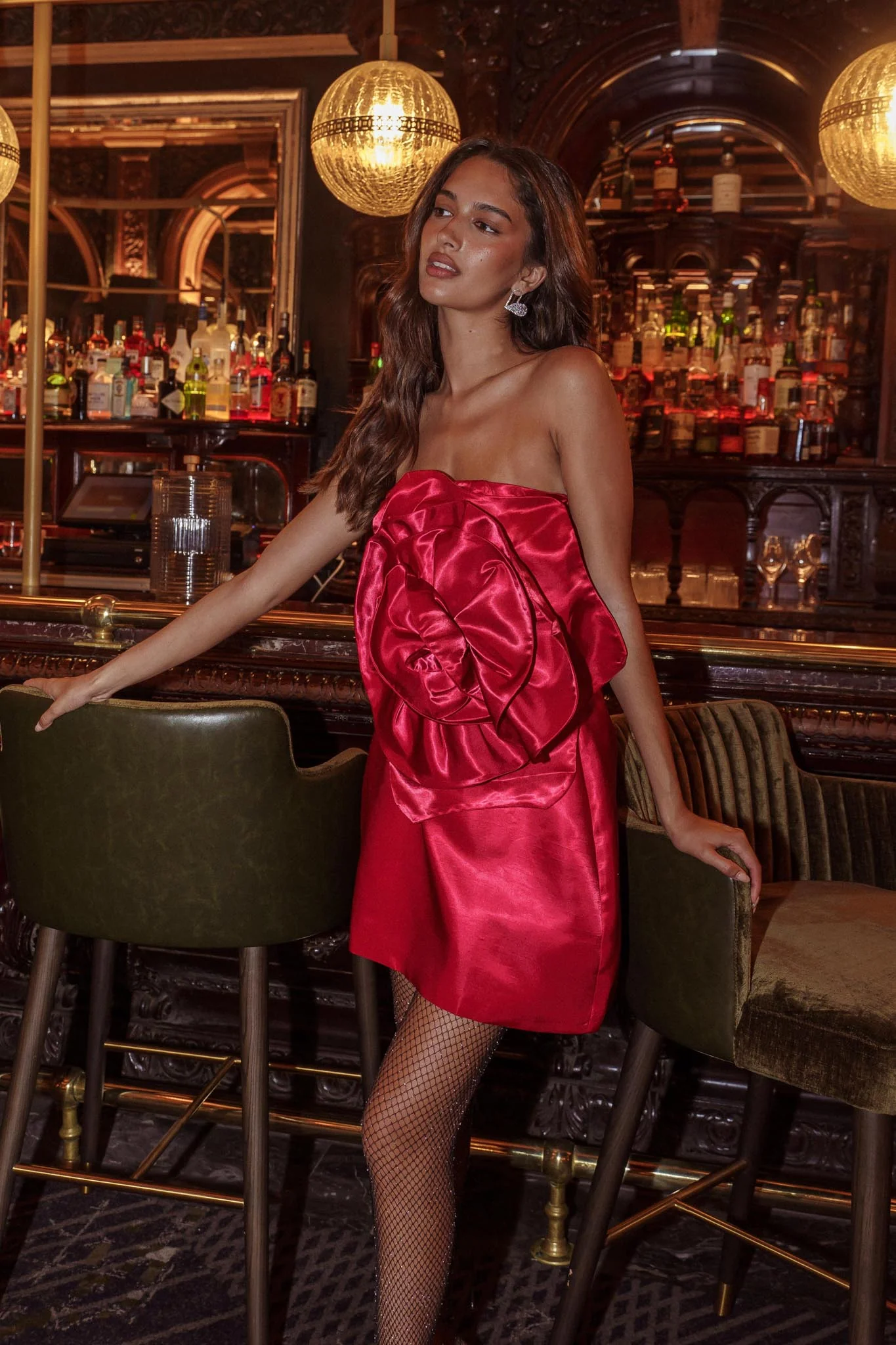 Count Down Rose Feature Strapless Top Red - Image 2