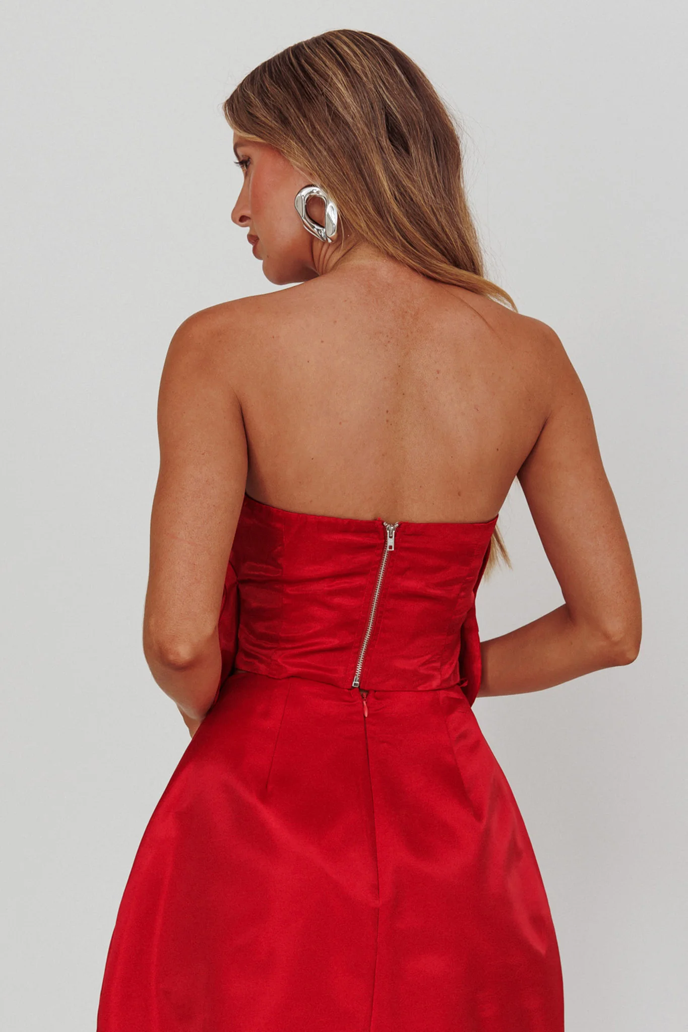Count Down Rose Feature Strapless Top Red - Image 3
