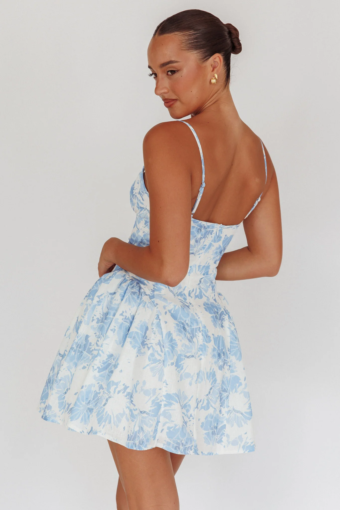 Courting Cami Strap Mini Dress Floral Blue - Image 3