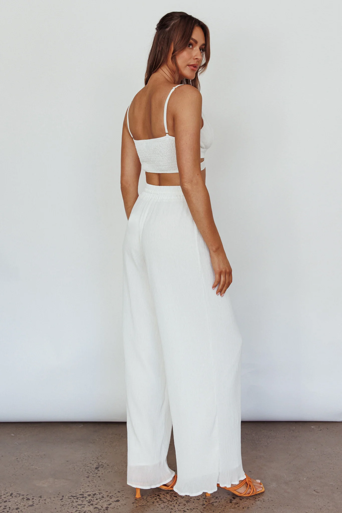 Cove Shirred Back Crop Top Ivory - Image 2