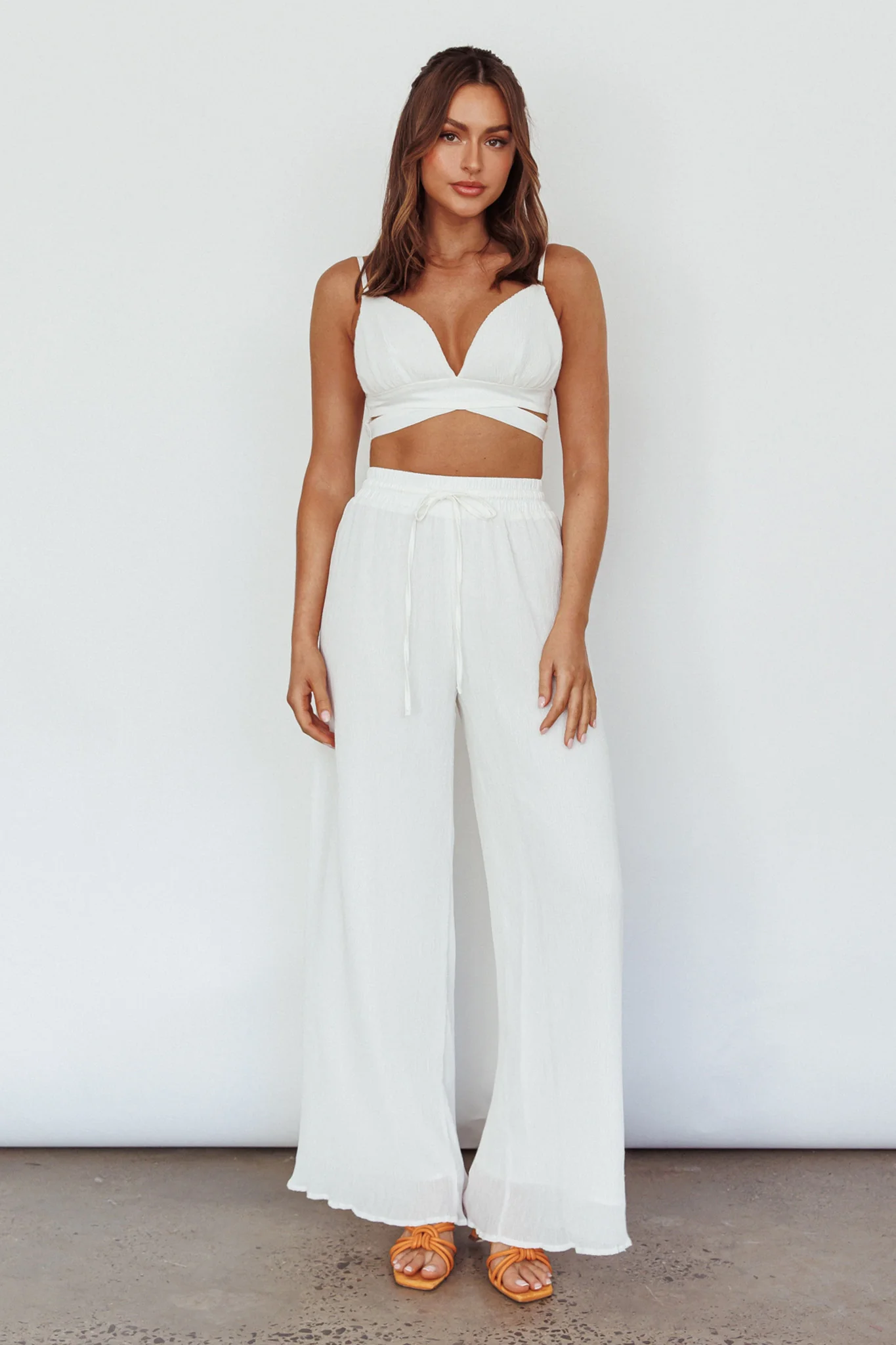 Cove Shirred Back Crop Top Ivory - Image 3