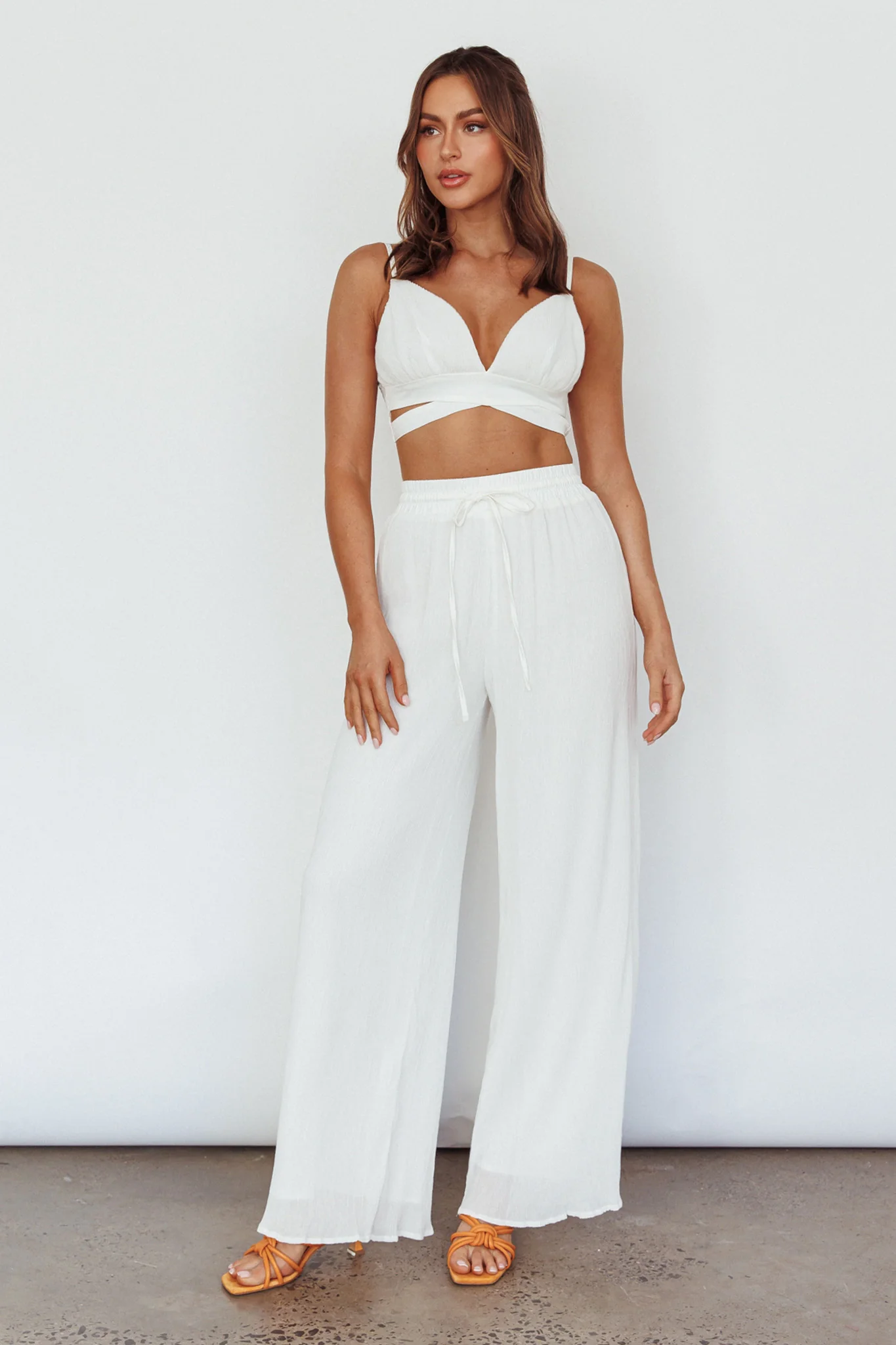 Cove Shirred Back Crop Top Ivory - Image 6