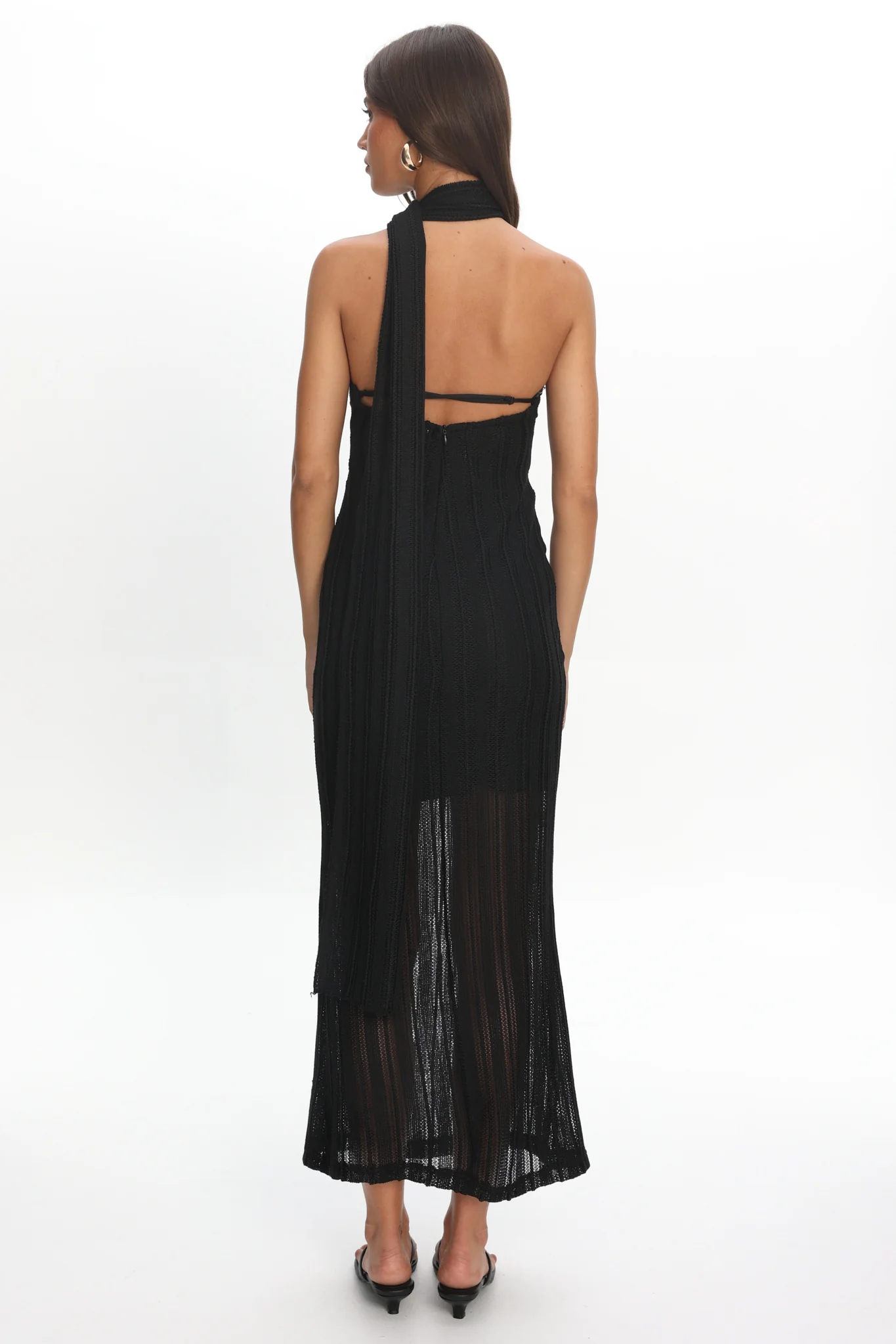 Cozette One-Shoulder Knit Dress Black - Image 2