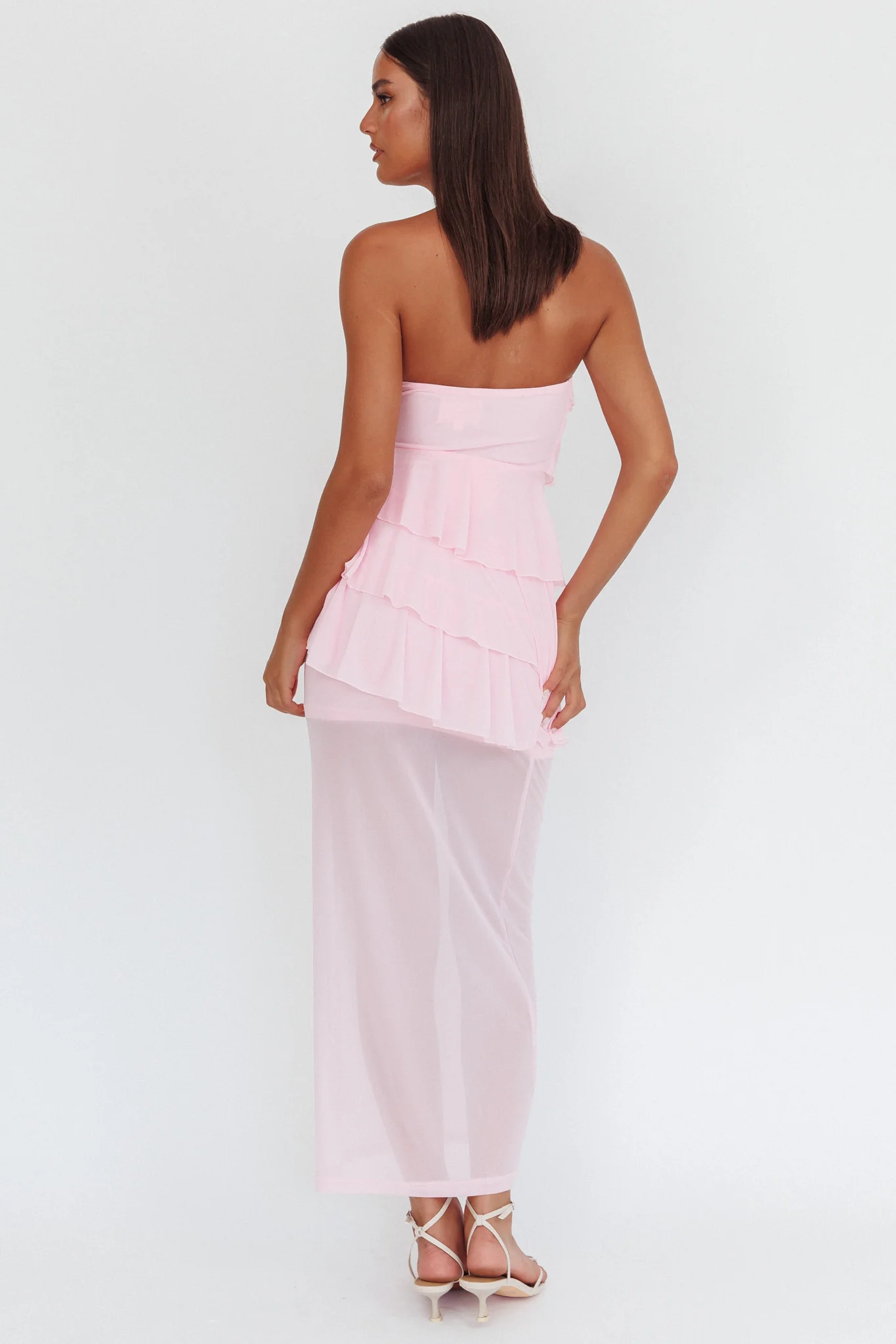 Crewe Strapless Ruffle Maxi Dress Pink - Image 2