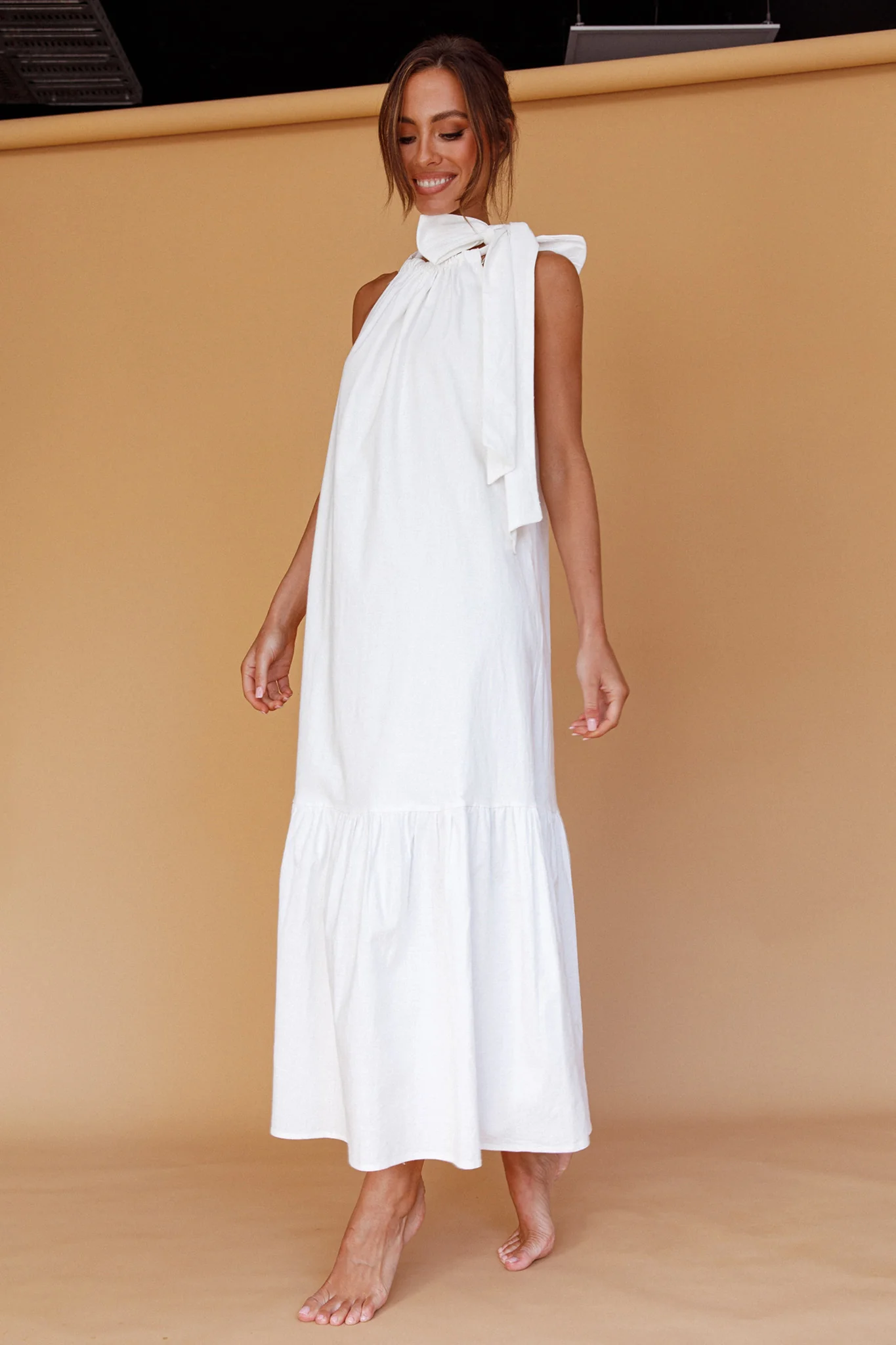 Cruise Shoulder Tie Maxi Dress White - Image 6