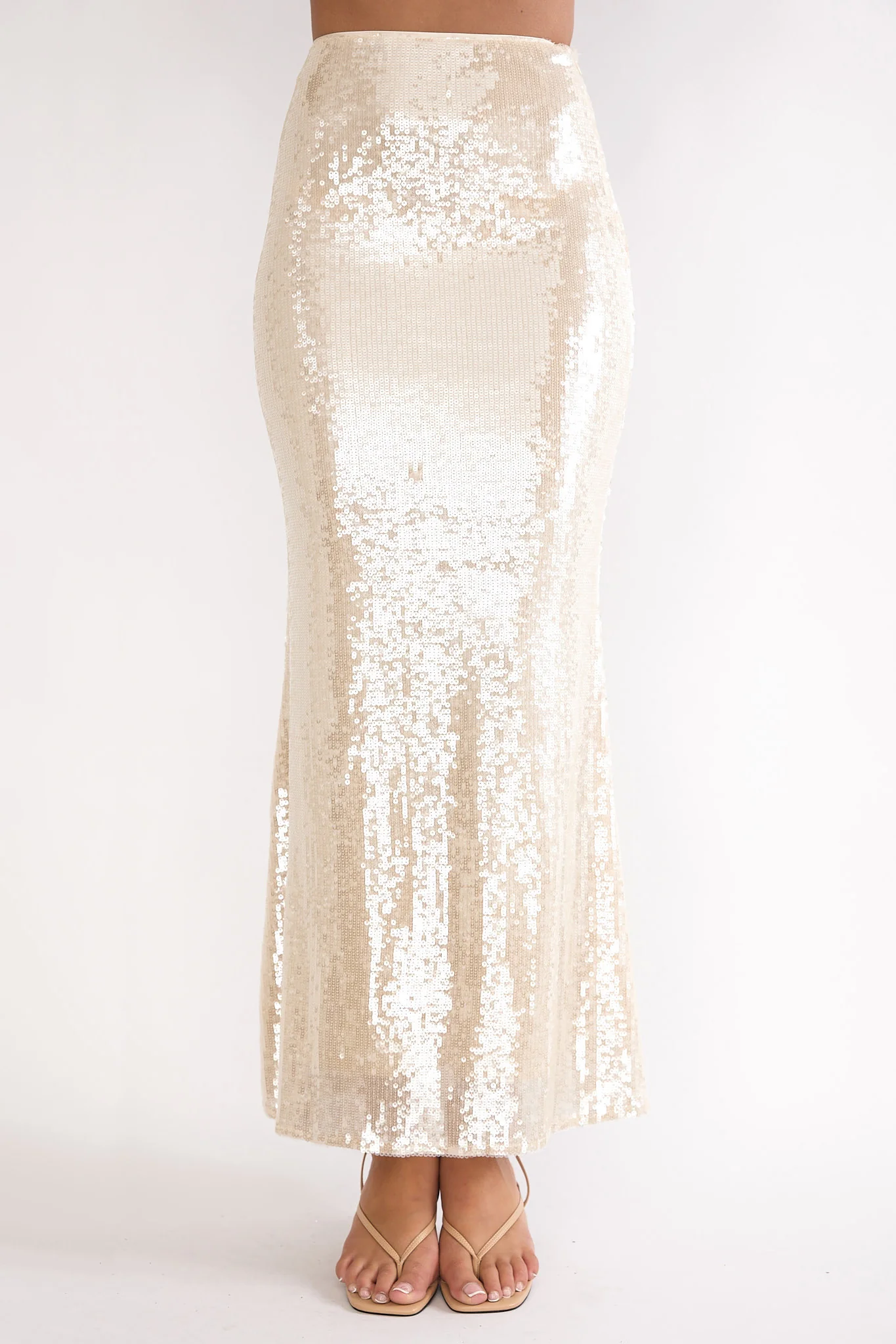Crystalline Sequin Maxi Skirt Champagne - Image 3