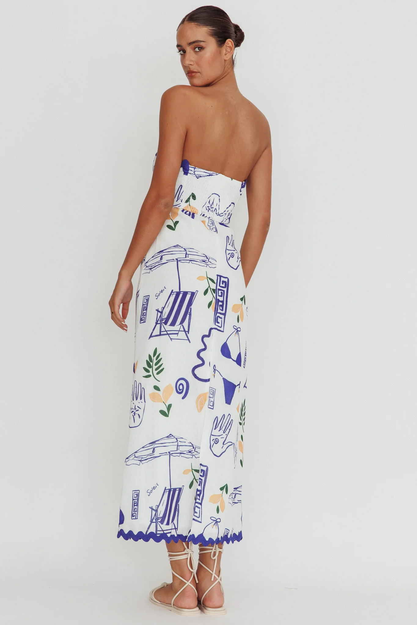 Cypress Graphic Strapless Maxi Dress White - Image 2