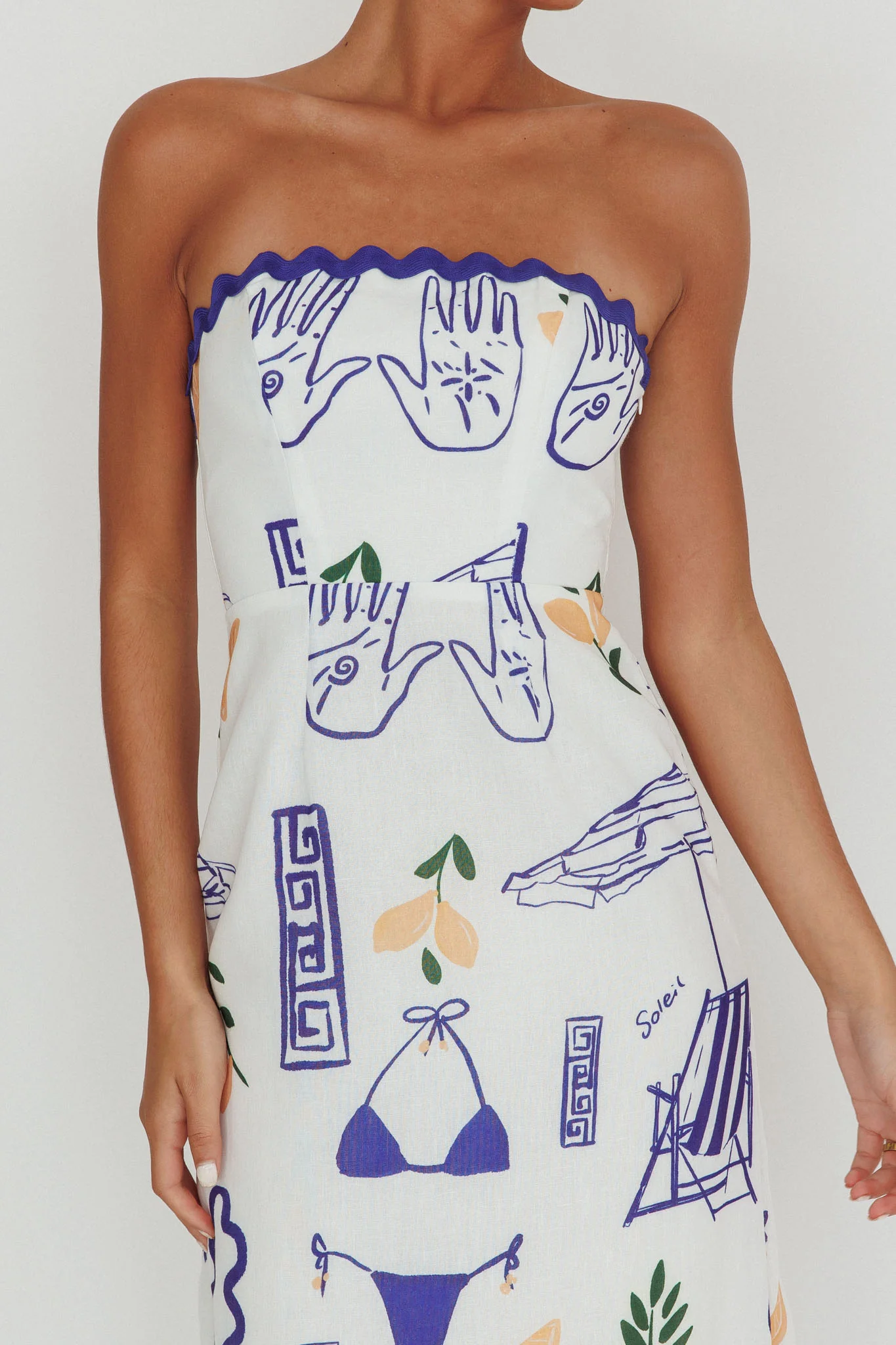 Cypress Graphic Strapless Maxi Dress White - Image 4