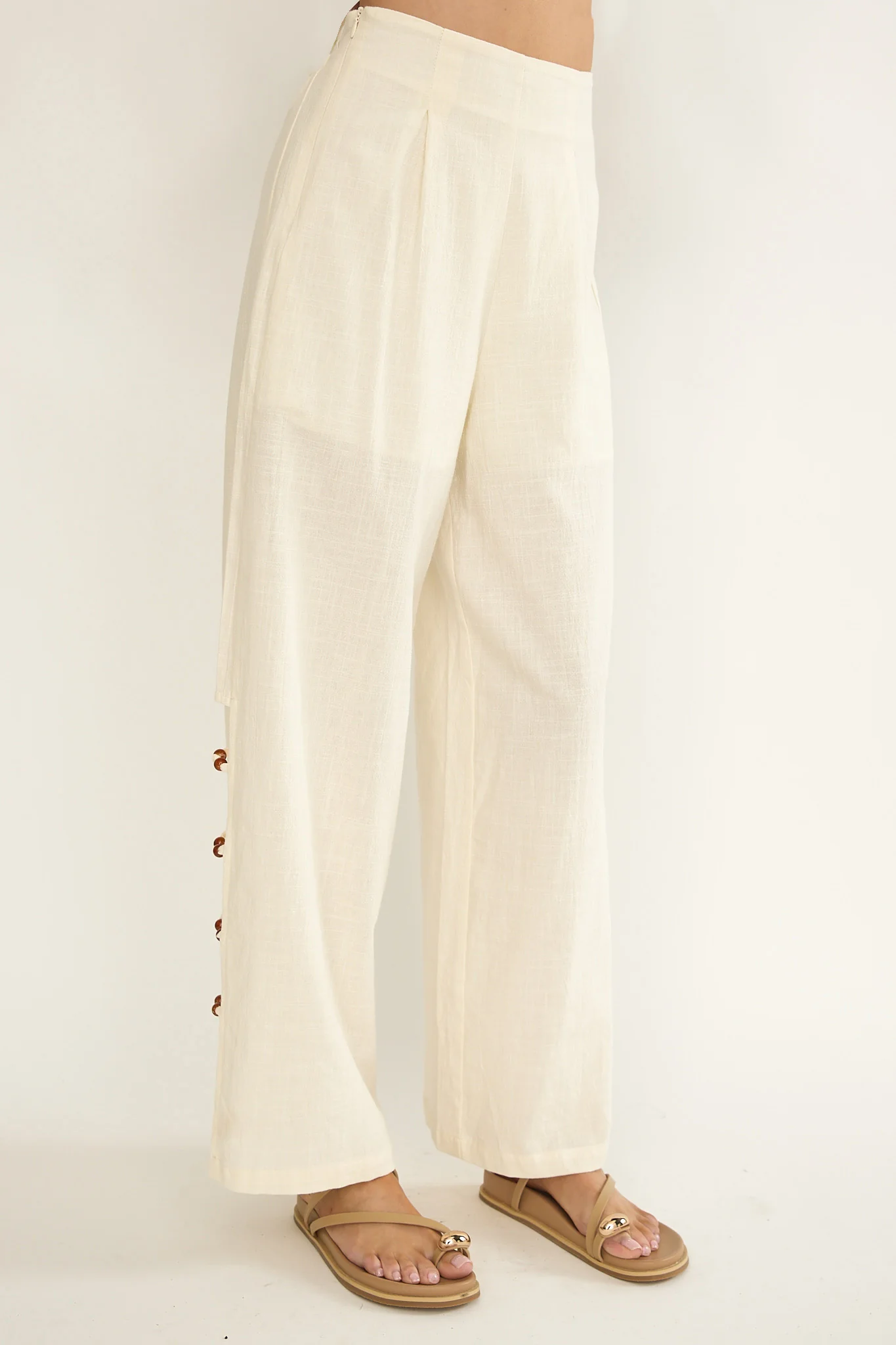 Dahlise Bead Trim Pants Cream - Image 4