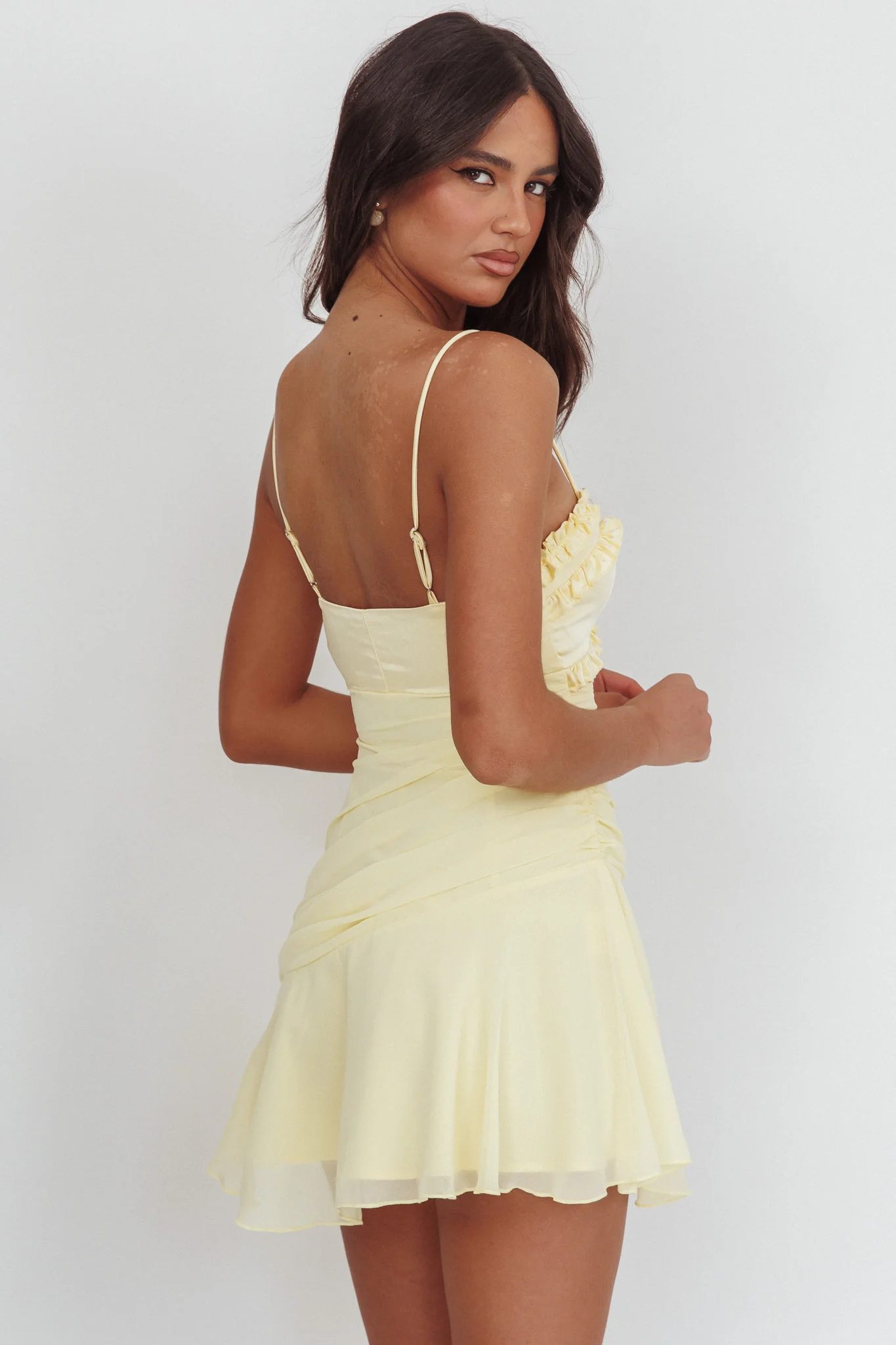 Dainty Frill Trim Mini Dress Yellow - Image 2